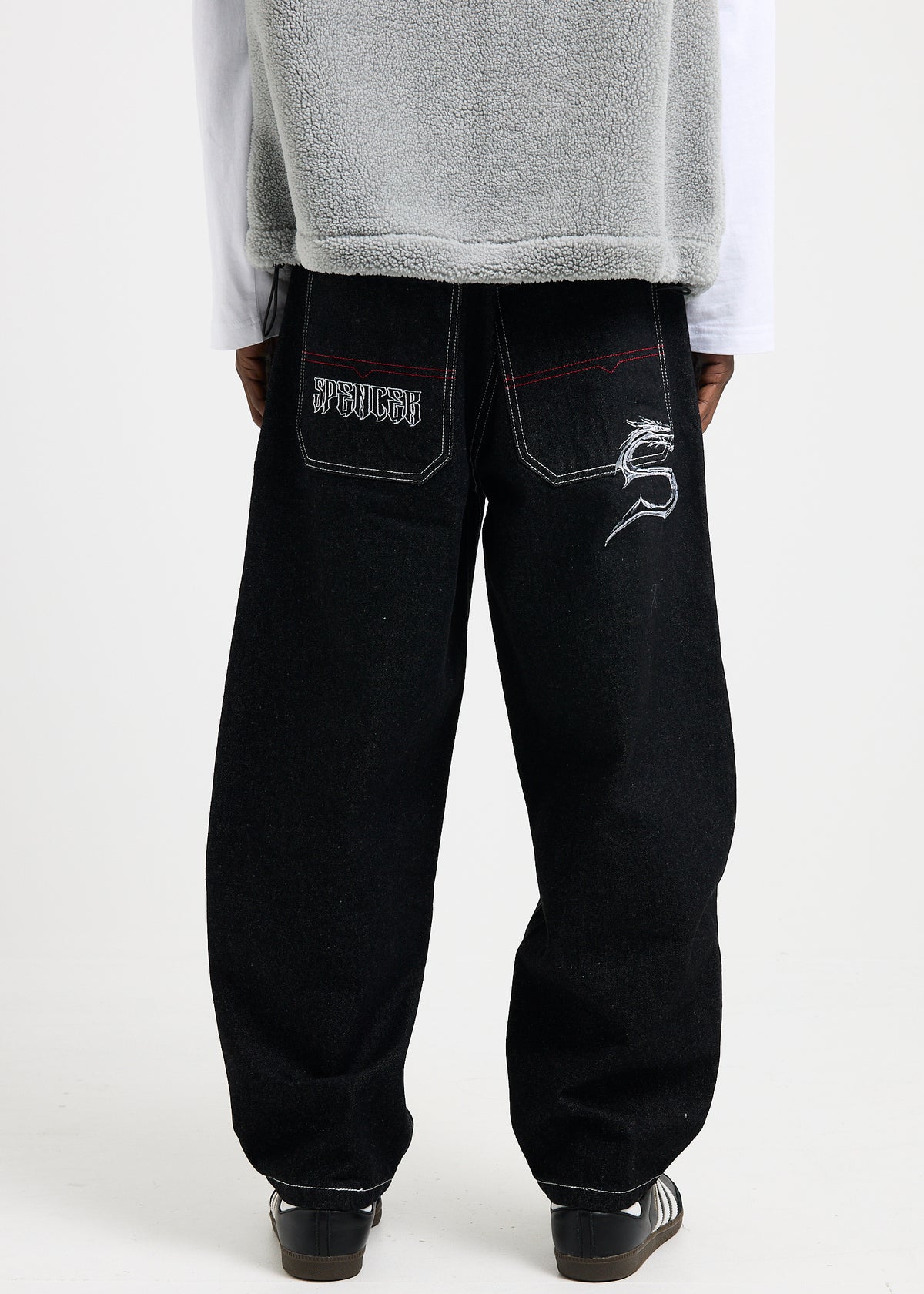 Phantom Baggy Denim Jeans SILVER BLACK