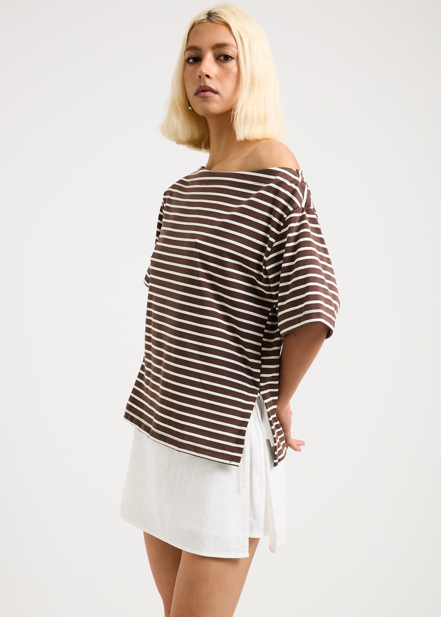 Amber Asymmetric Stripe Top