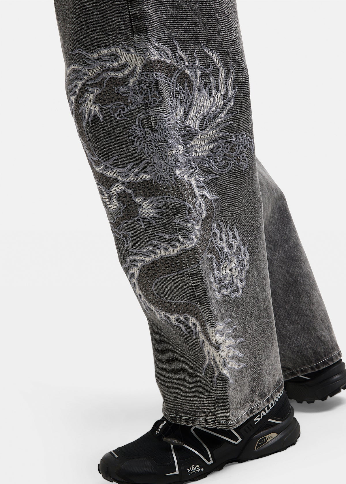 Elevate Baggy Denim Jeans TRASHED BLACK