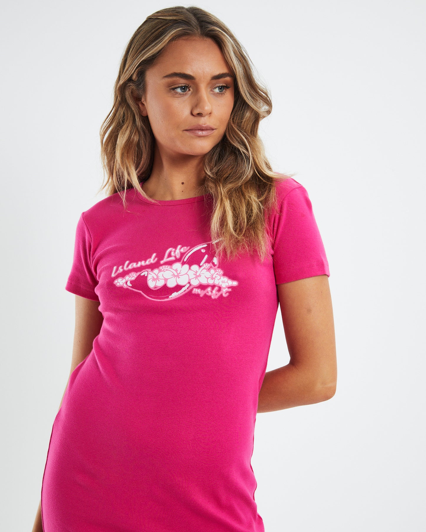 Island Life Dress Fuchsia Pink