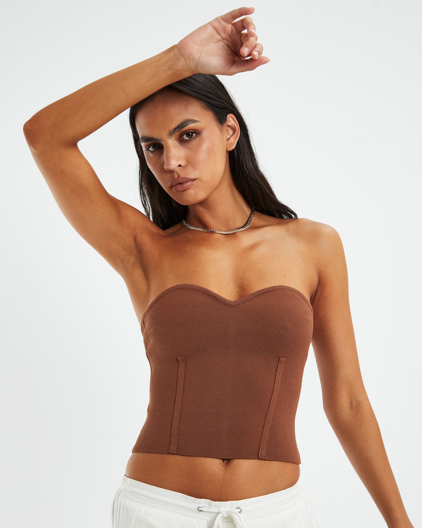 Faye Compact Knit Corset Cocoa Brown