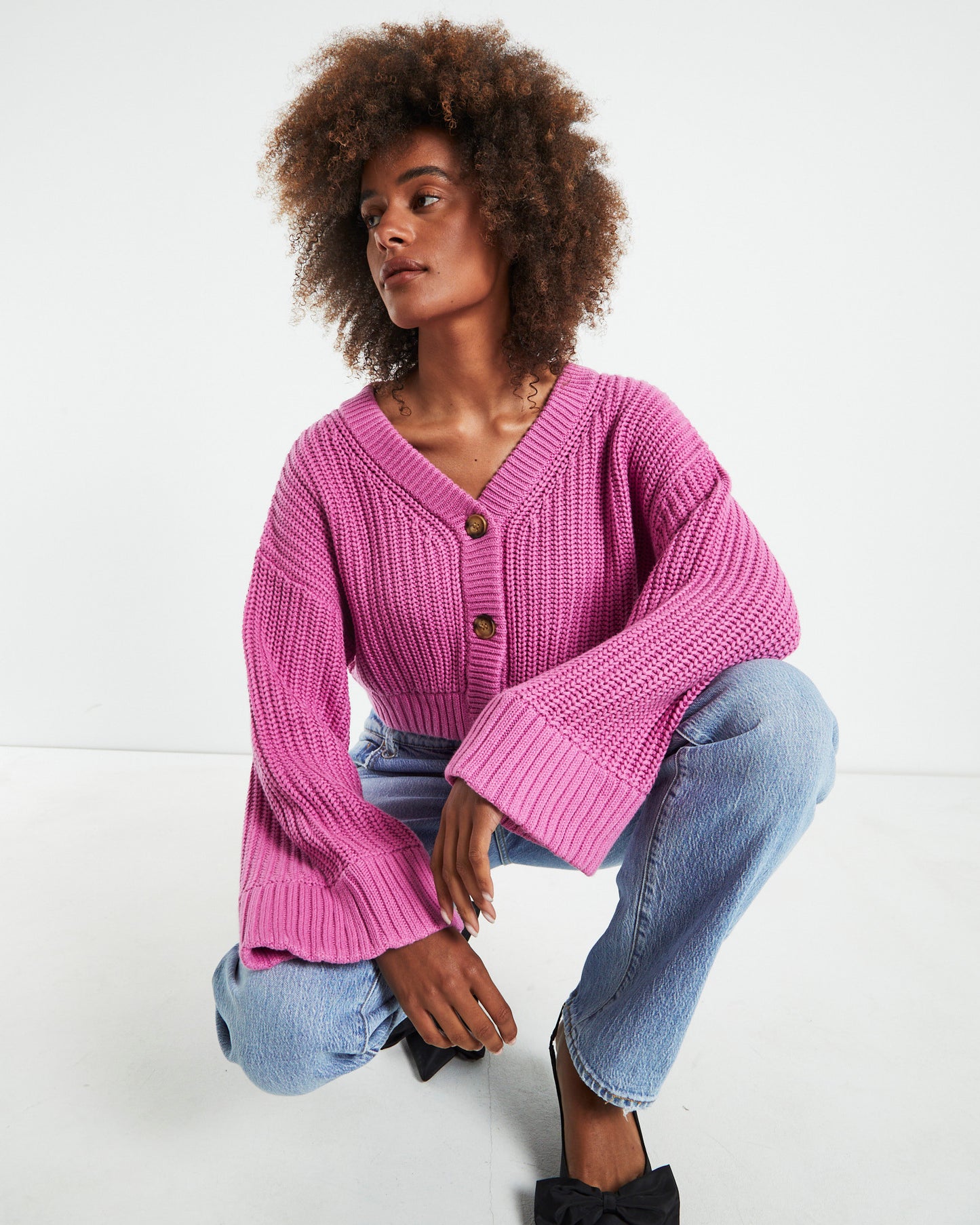 Cooper Crop Cardigan Shell Pink