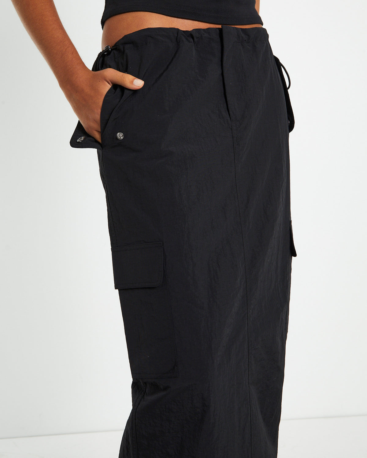 Ruby Multi Pocket Cargo Maxi Skirt Black BLACK