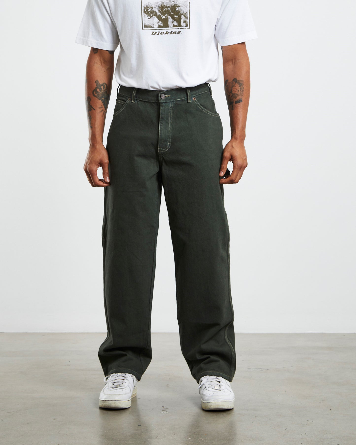 Relaxed Fit Duck Jeans Rinsed Moss