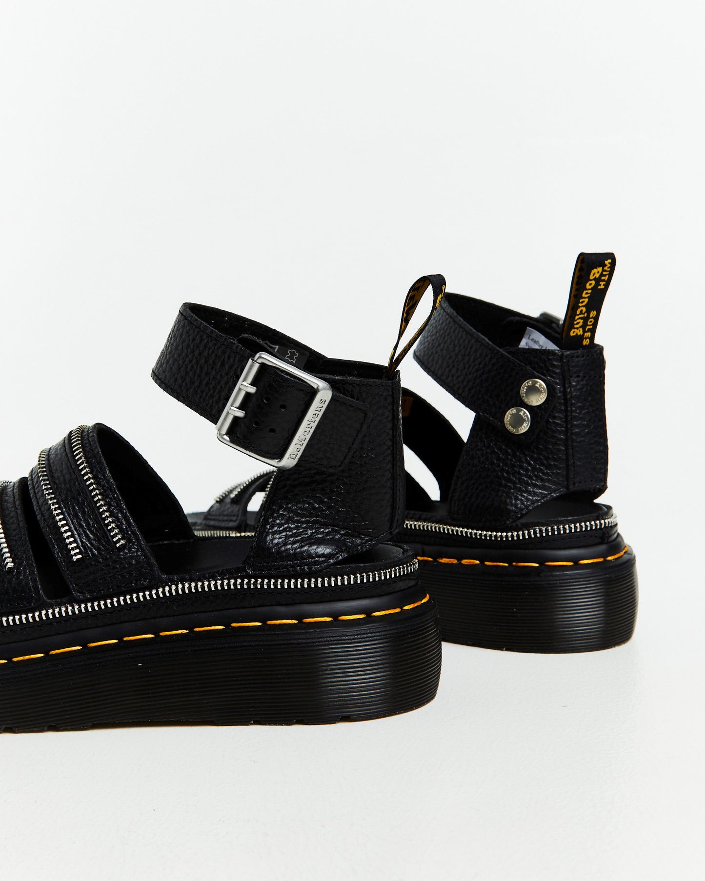 Clarissa II Quad HDW 3 Strap Black Milled Nappa Sandals