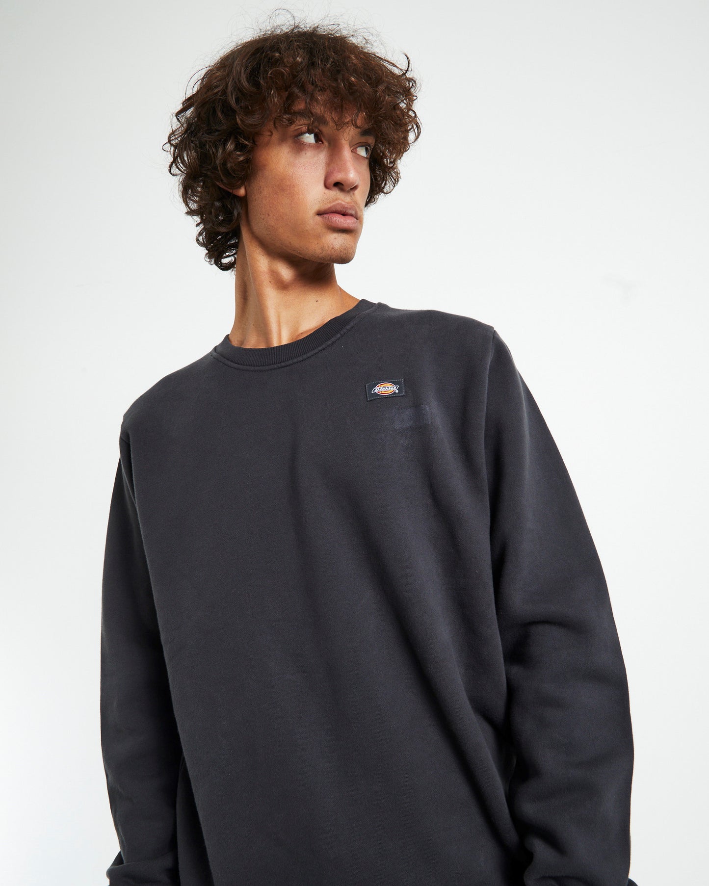 Classic Label Washed Crewneck Jumper Black