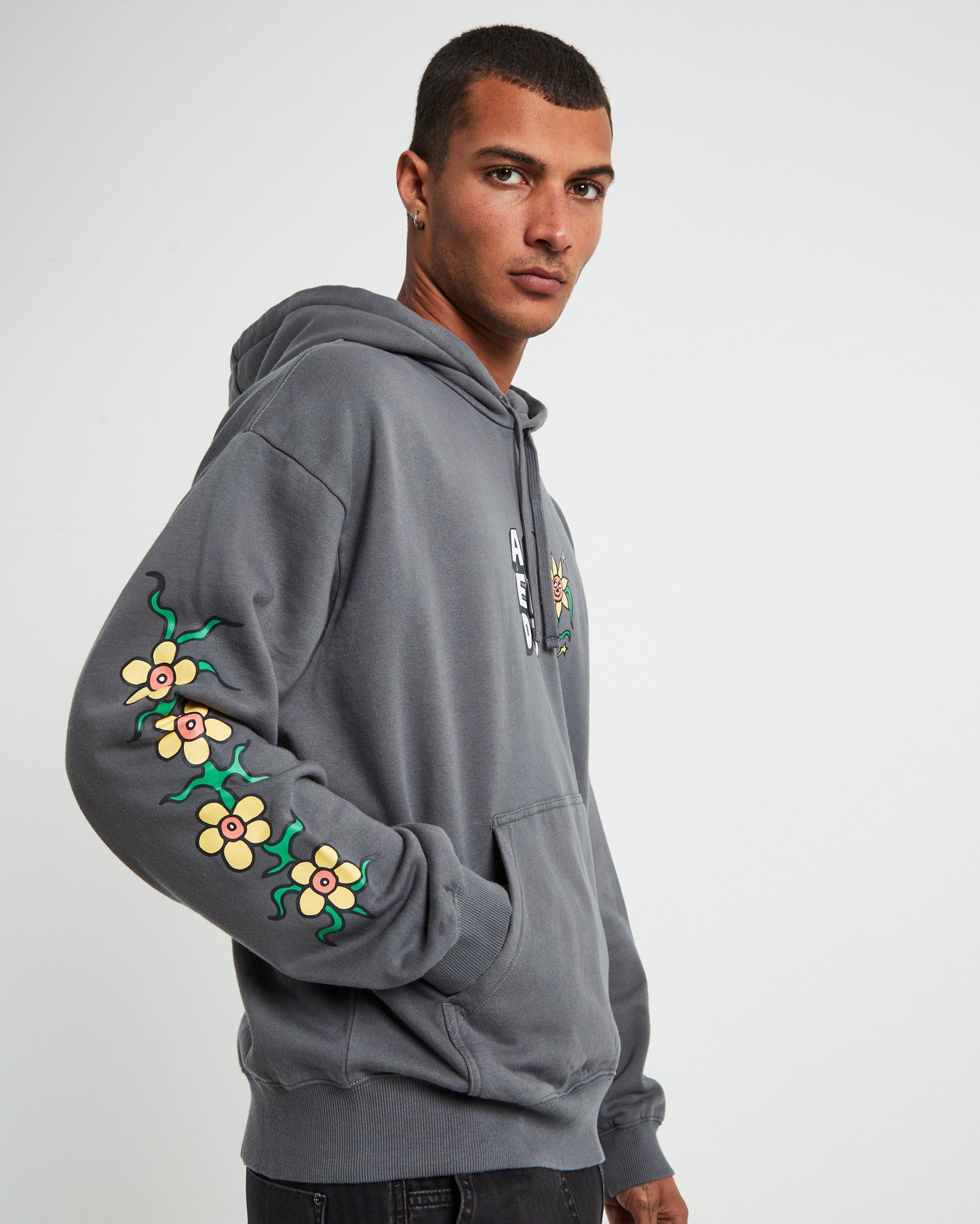Flowerbed Recycled Pull On Hoodie Steel Grey