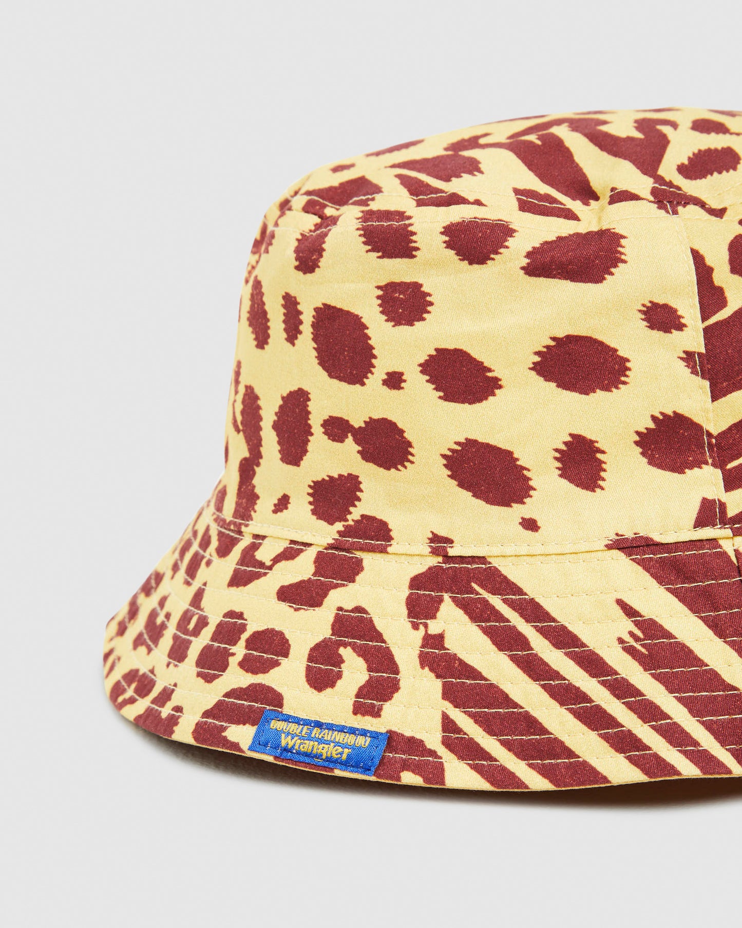 Double Rainbouu x Wrangler Reversible Bucket Hat Yellow Leopard