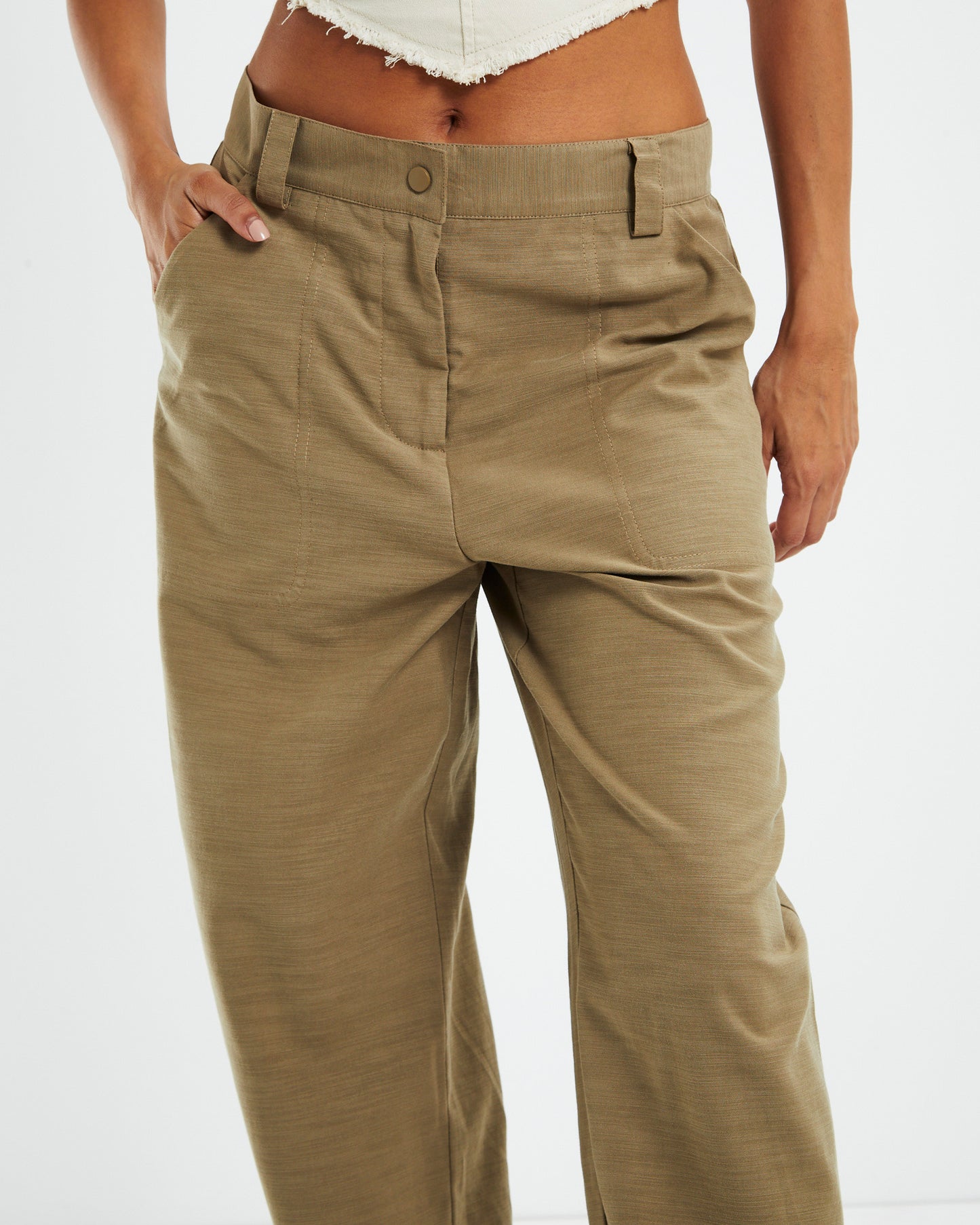 Donna Low Rise Chinos Khaki