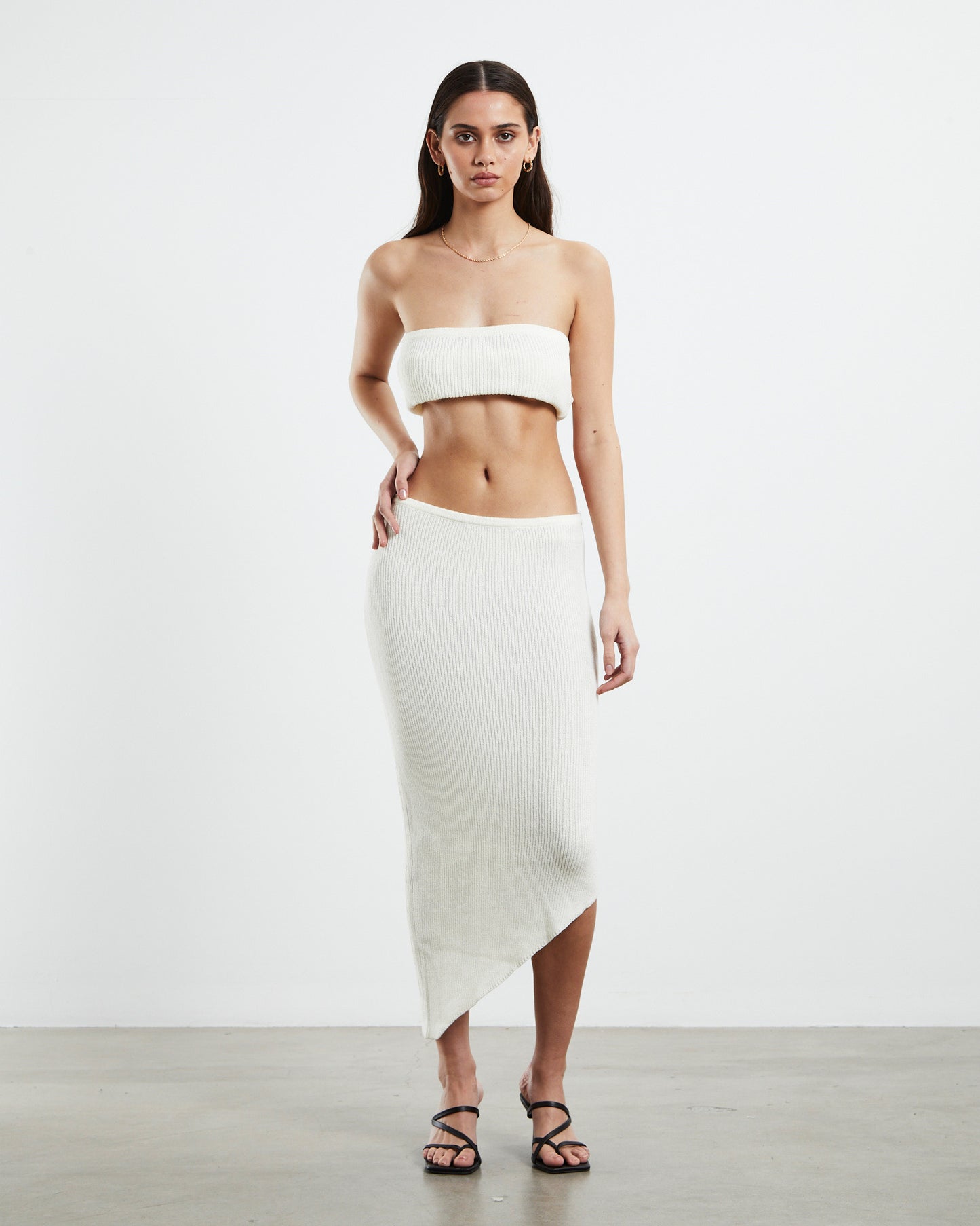 Davia Knit Crop Top Off White