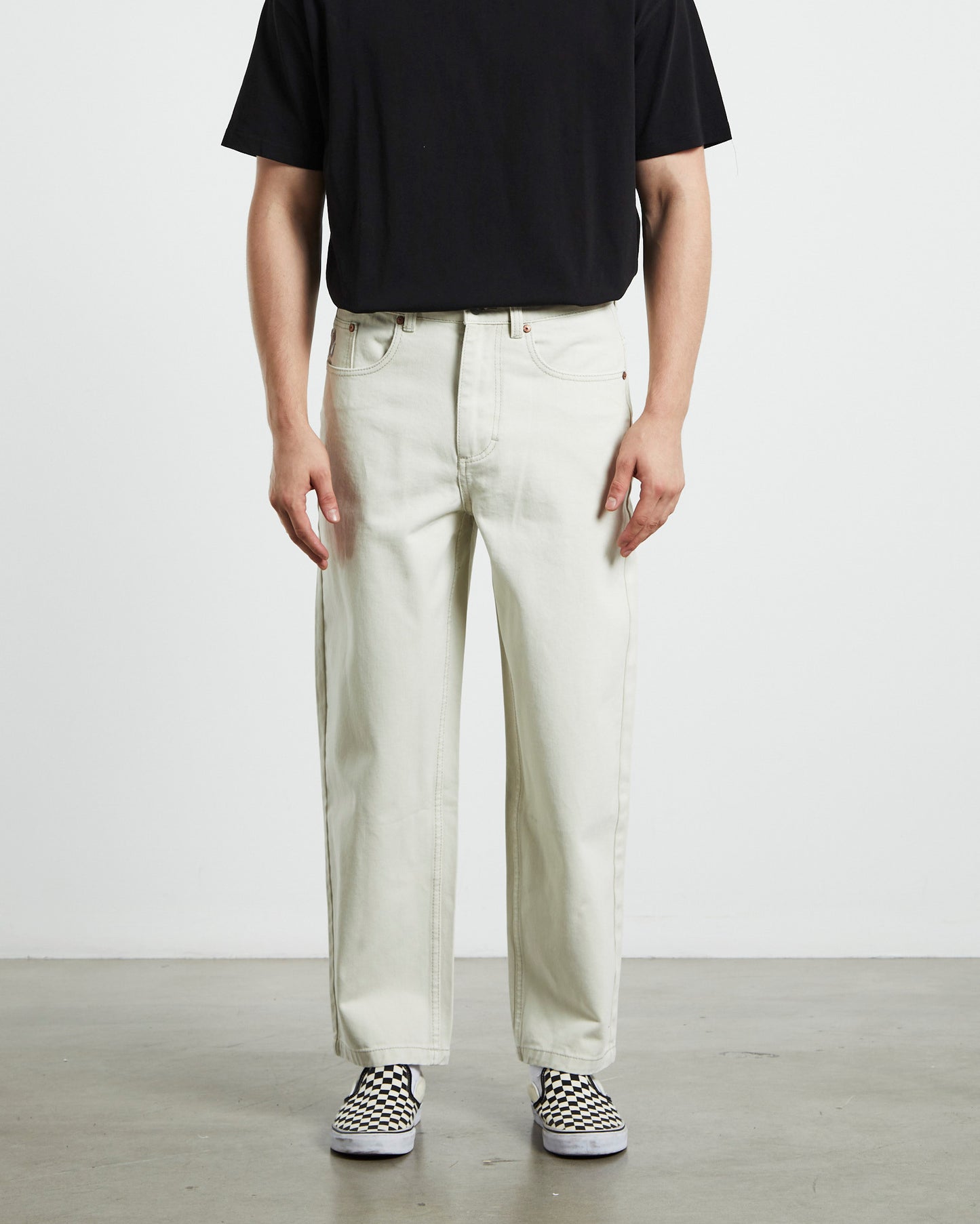 Wide Boy Contrast Stitch Ecru