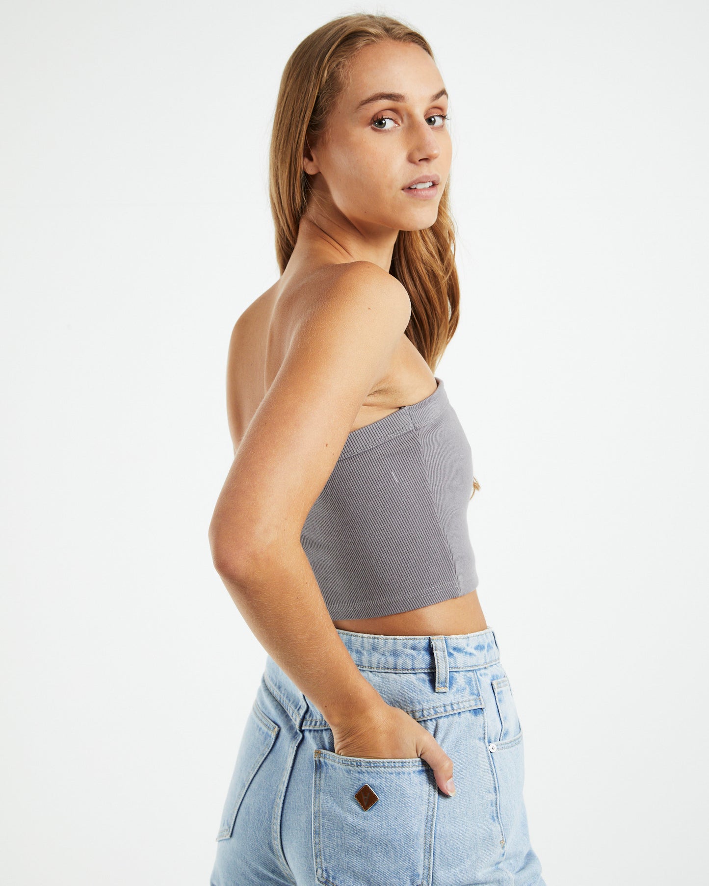 A Heather Bandeau Top Slate