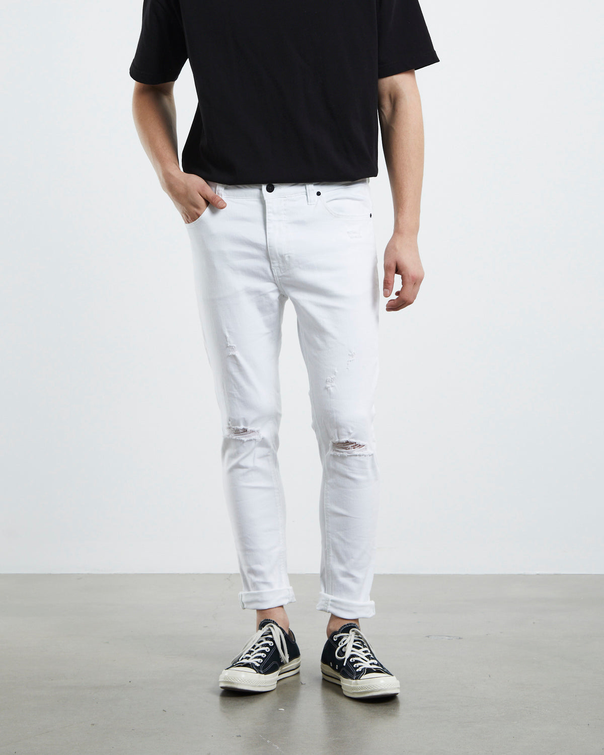 A Dropped Turn Up Skinny Denim Jeans Noise DENIM