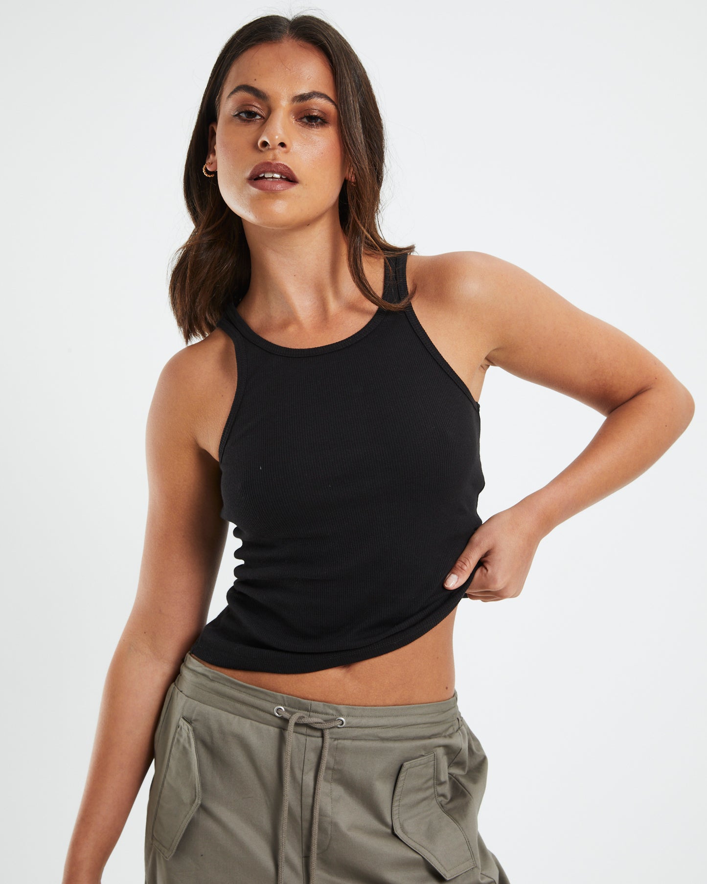 Racer Ribbed Tank Top