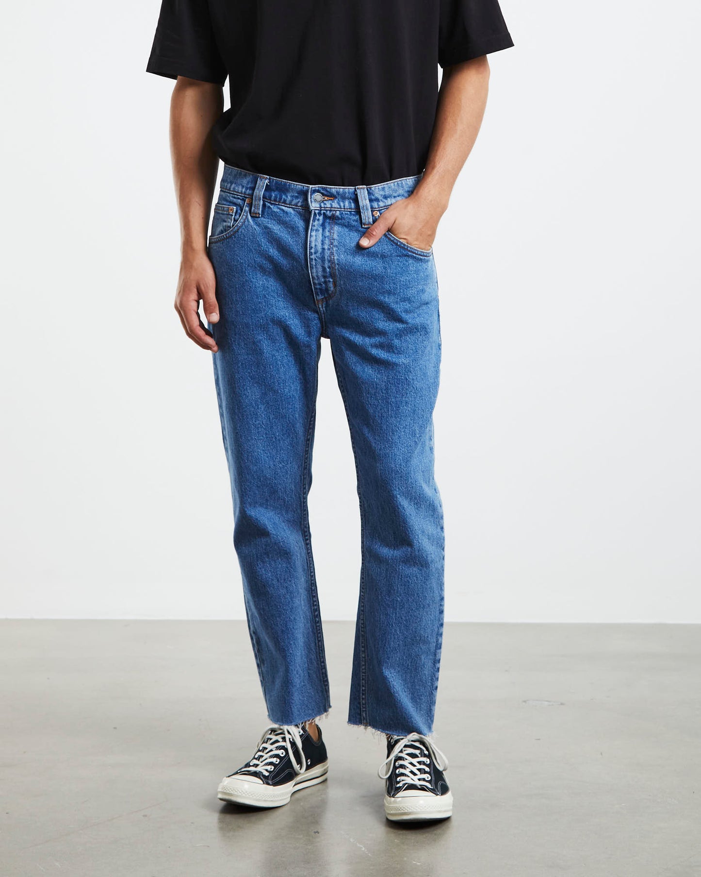 Relaxo Chop Straight Denim Jeans Mid Stone