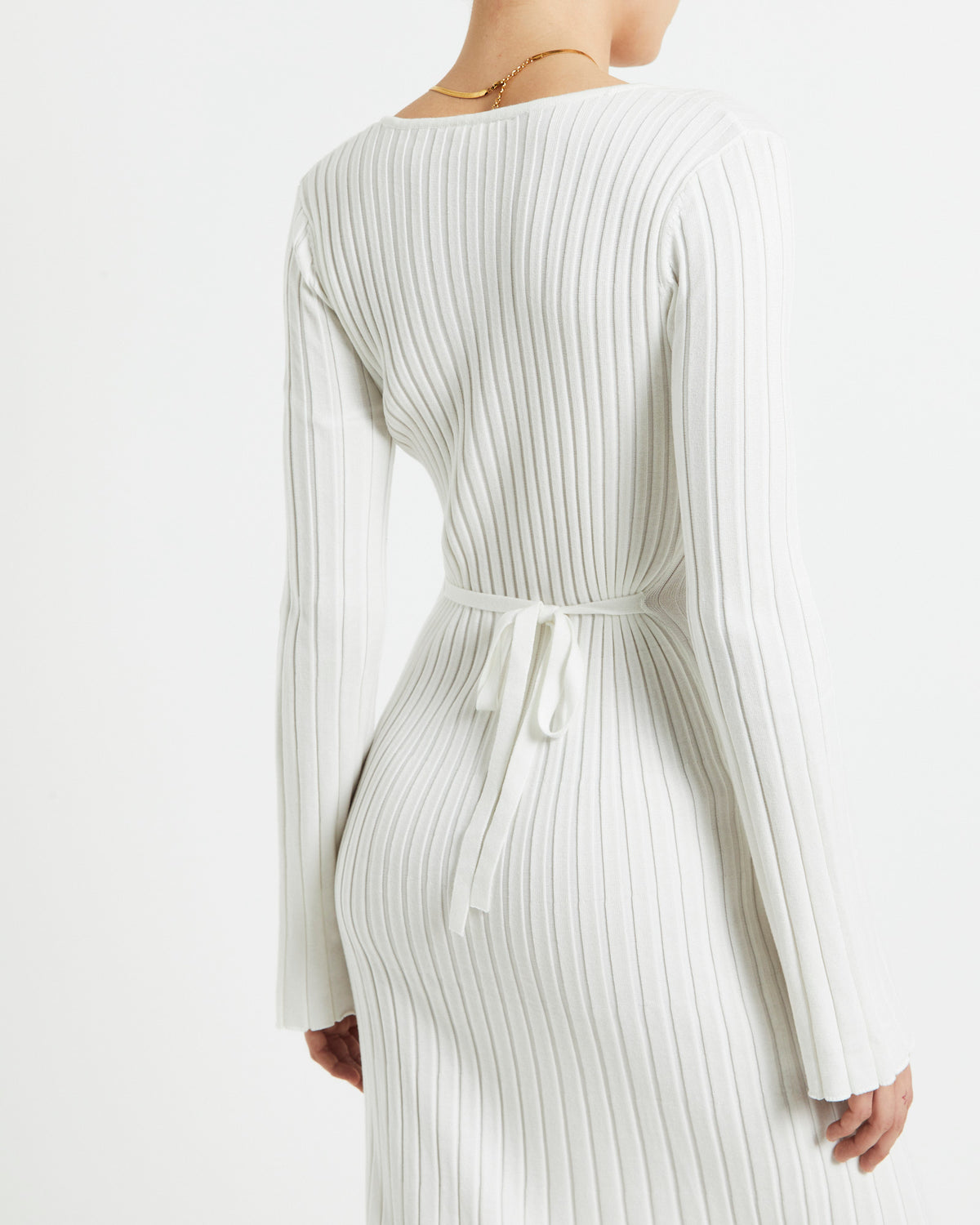 Sophie Long Sleeve Rib Knit Dress WHITE
