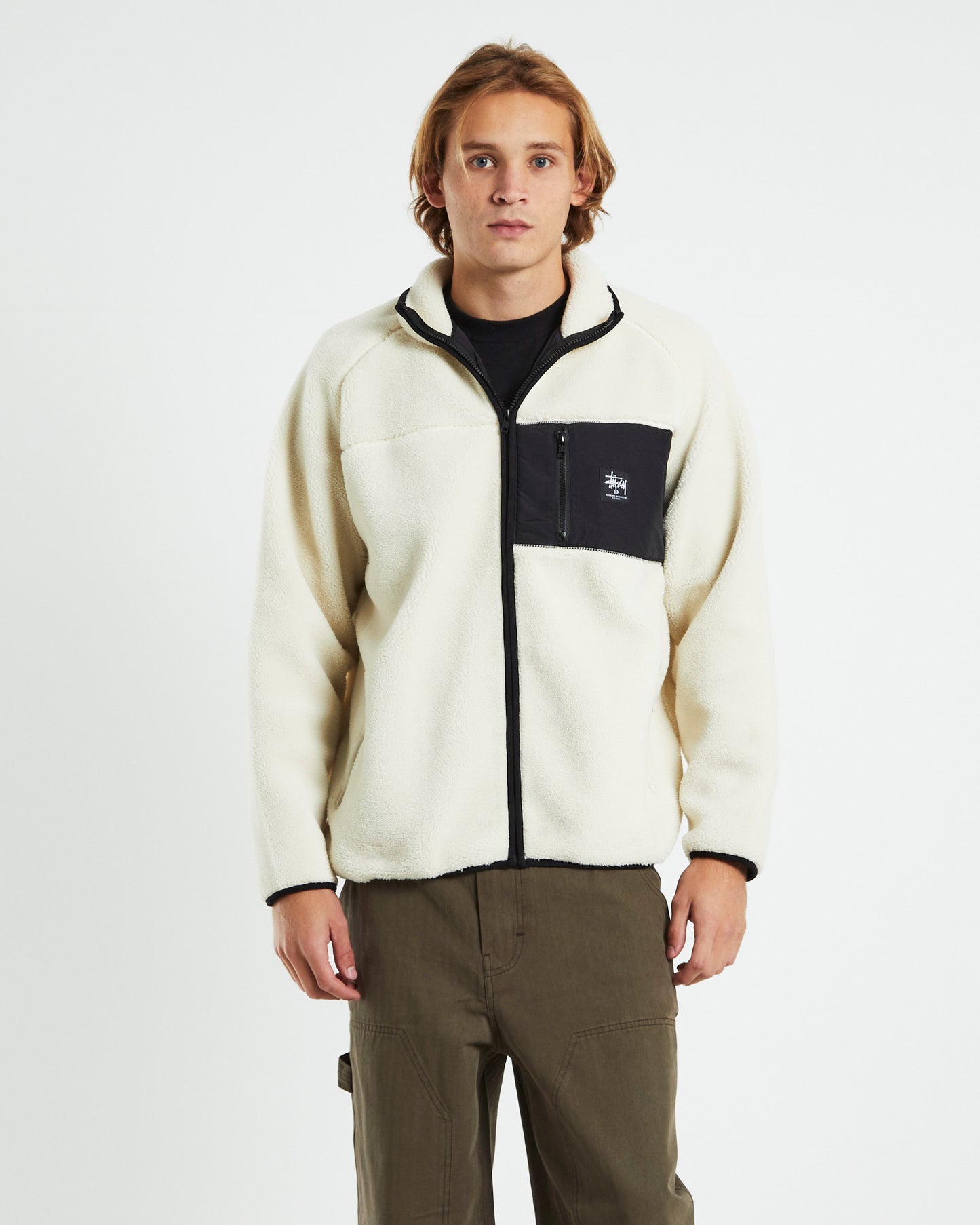 Work Sherpa Zip Crewneck Jumper Natural