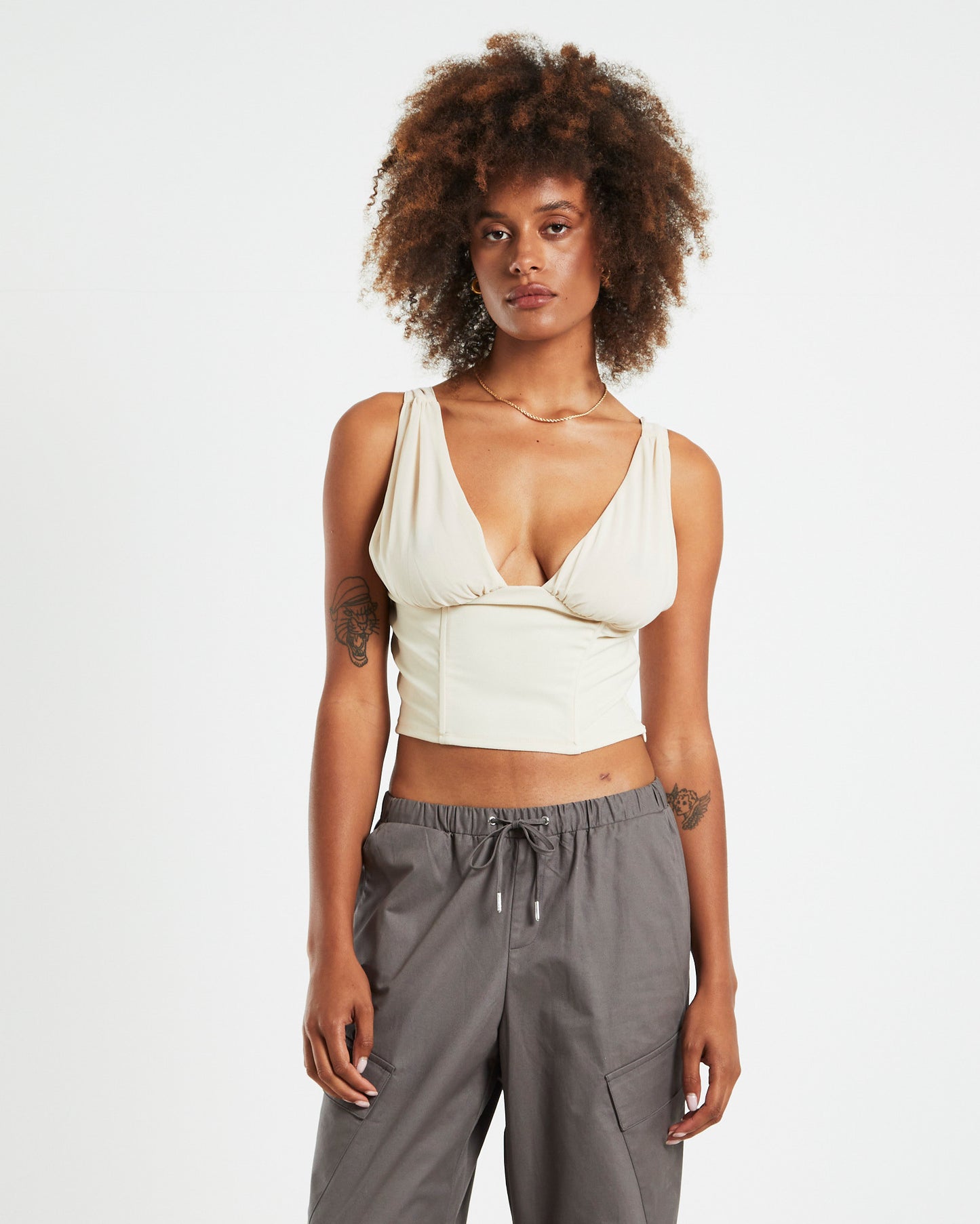 Peyton Chiffon Panel Corset Cream
