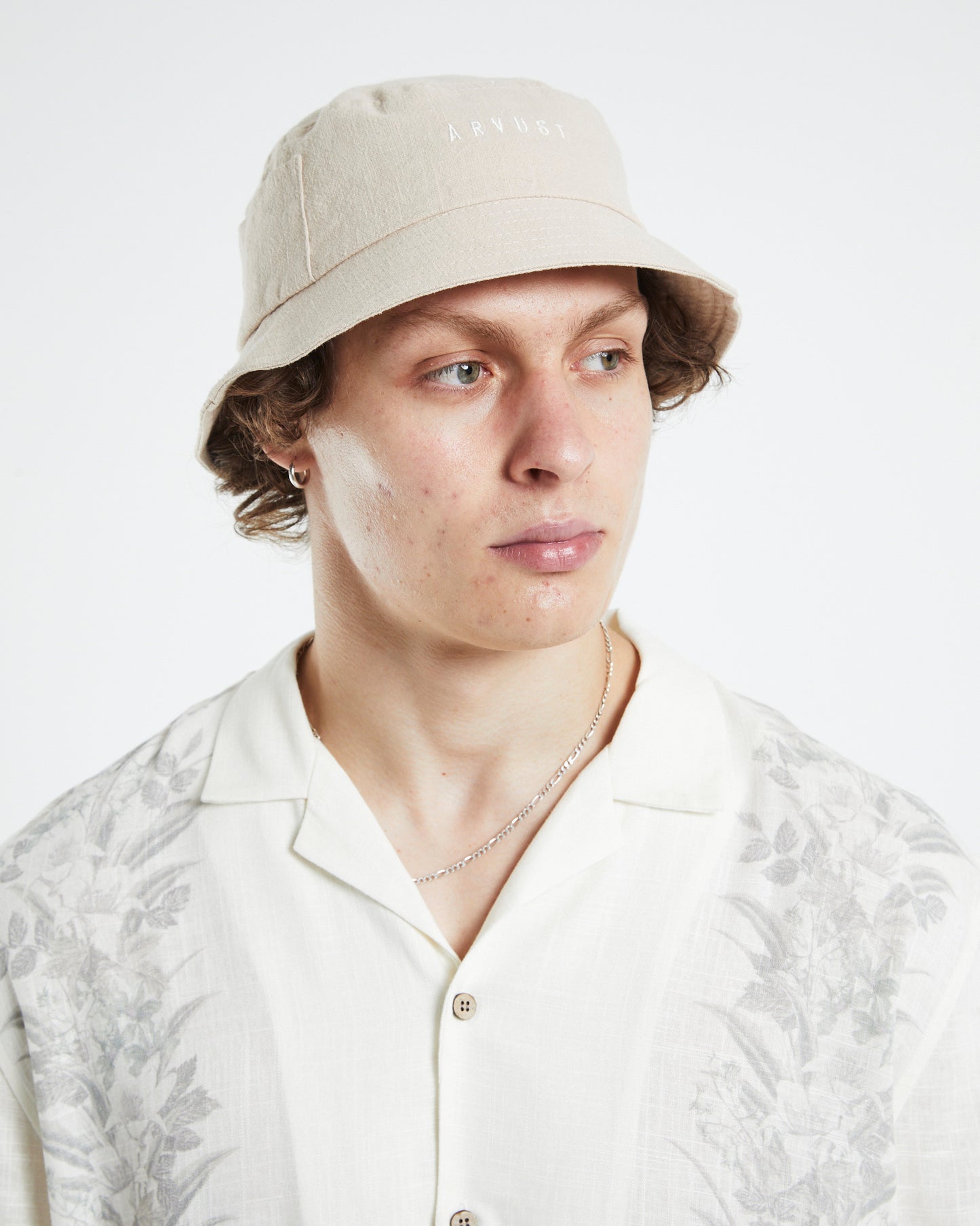 Logo Linen Bucket Hat Natural