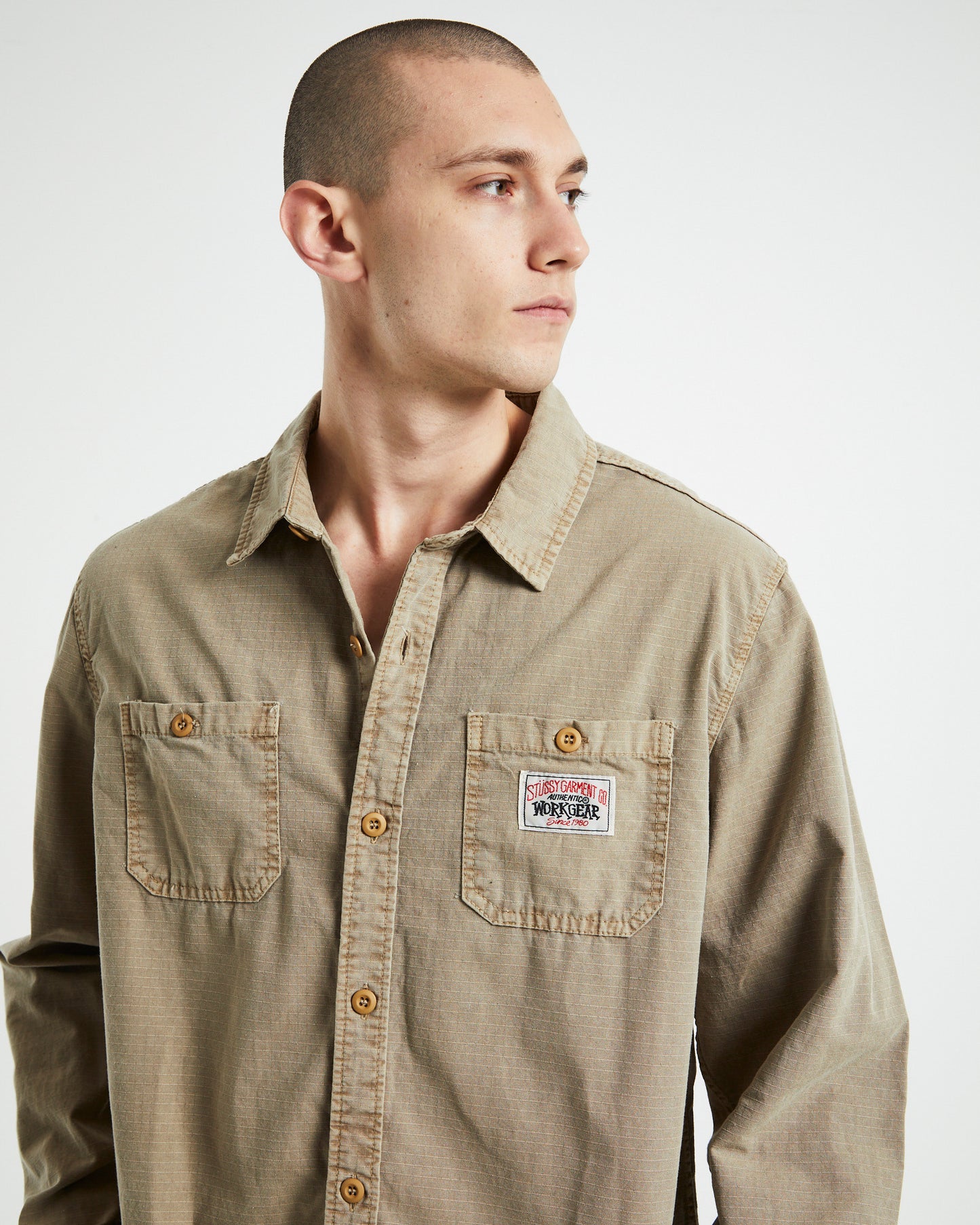 Rip Stop Authentic Long Sleeve Work Shirt Taupe