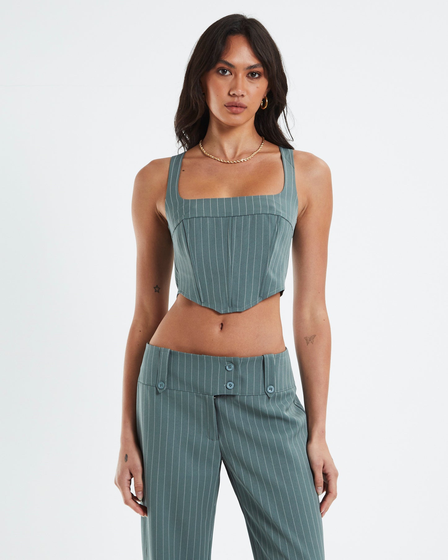 Kristen Dipped Hem Square Neck Corset Top