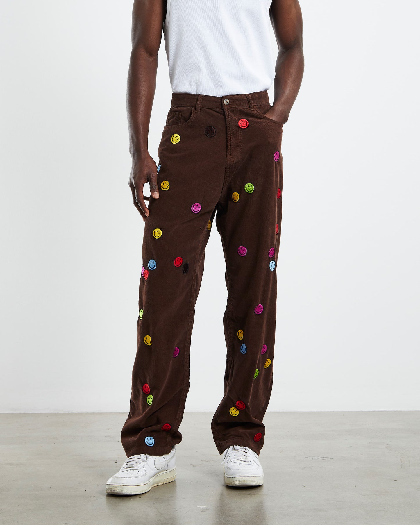 Smiley Contemporary Art Market Pants Brown