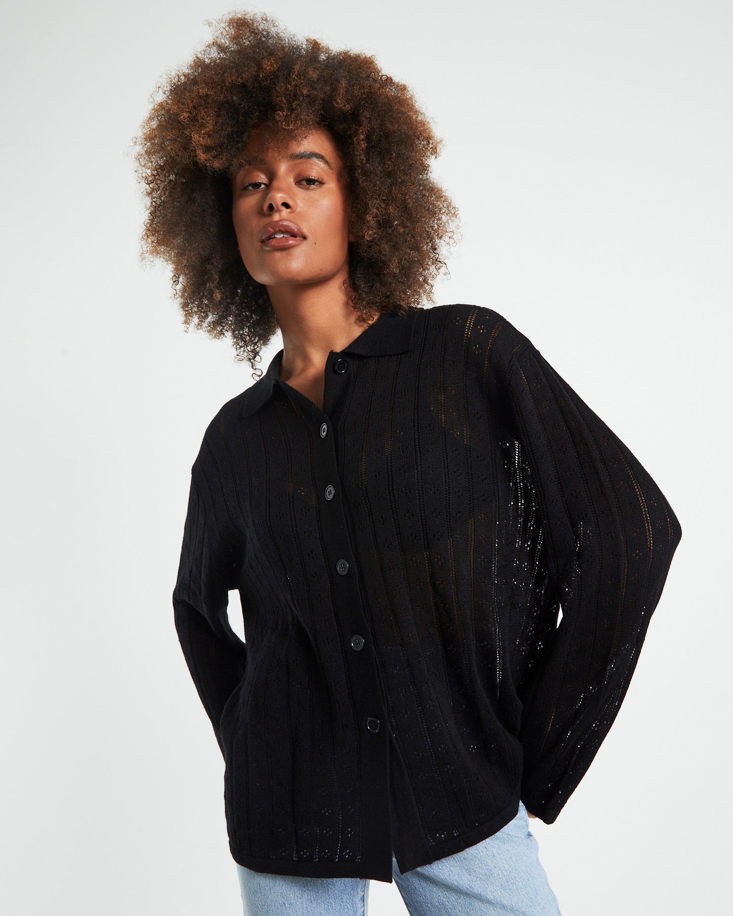Milan Knit Long Sleeve Shirt Black