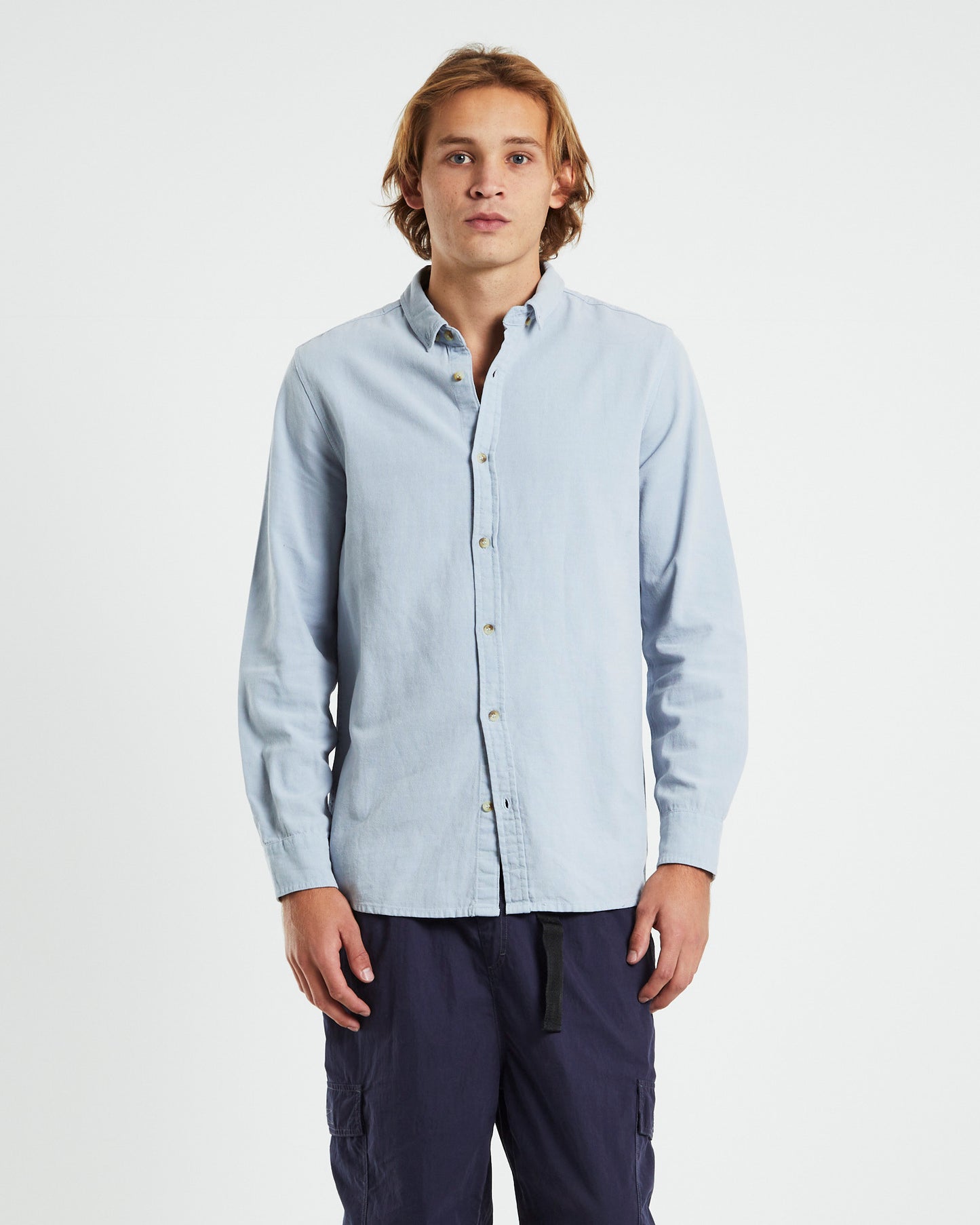 Men At Work Oxford Long Sleeve Shirt Sky Blue