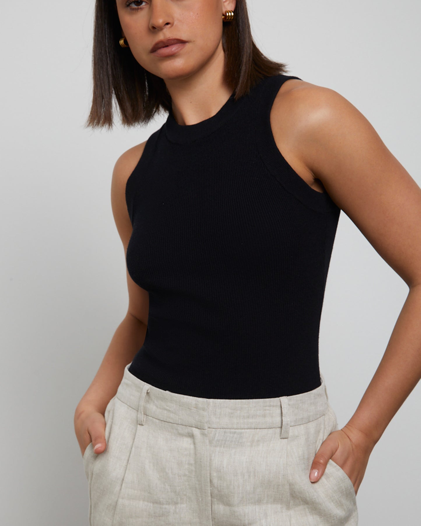 Luxe Knitted Tank Top in Black