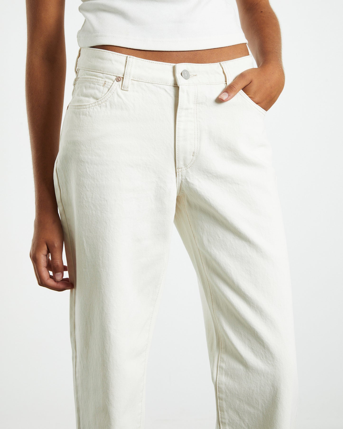 A Low Carrie Cargo Jeans Chalk White