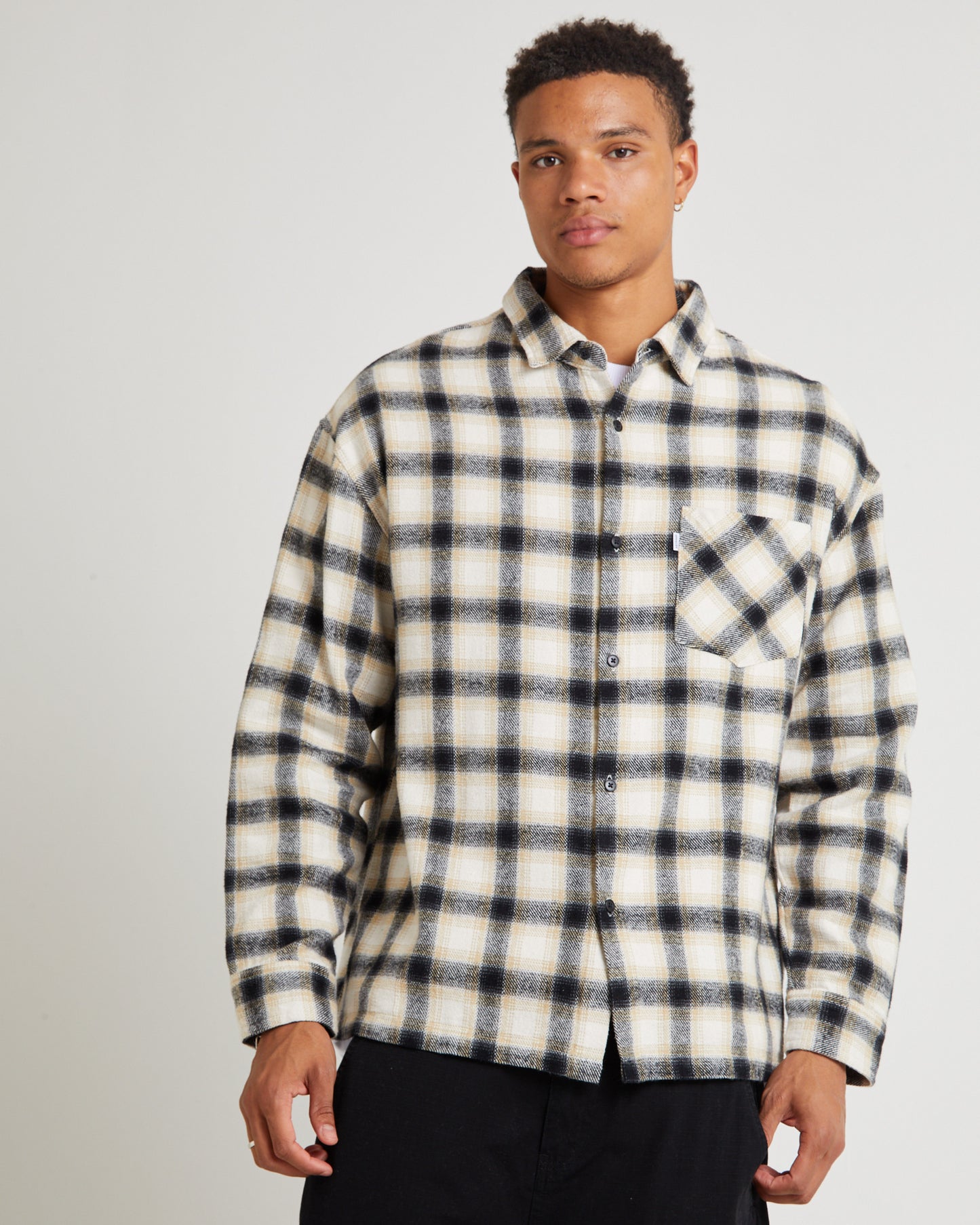 Portland Long Sleeve Flanno Off White