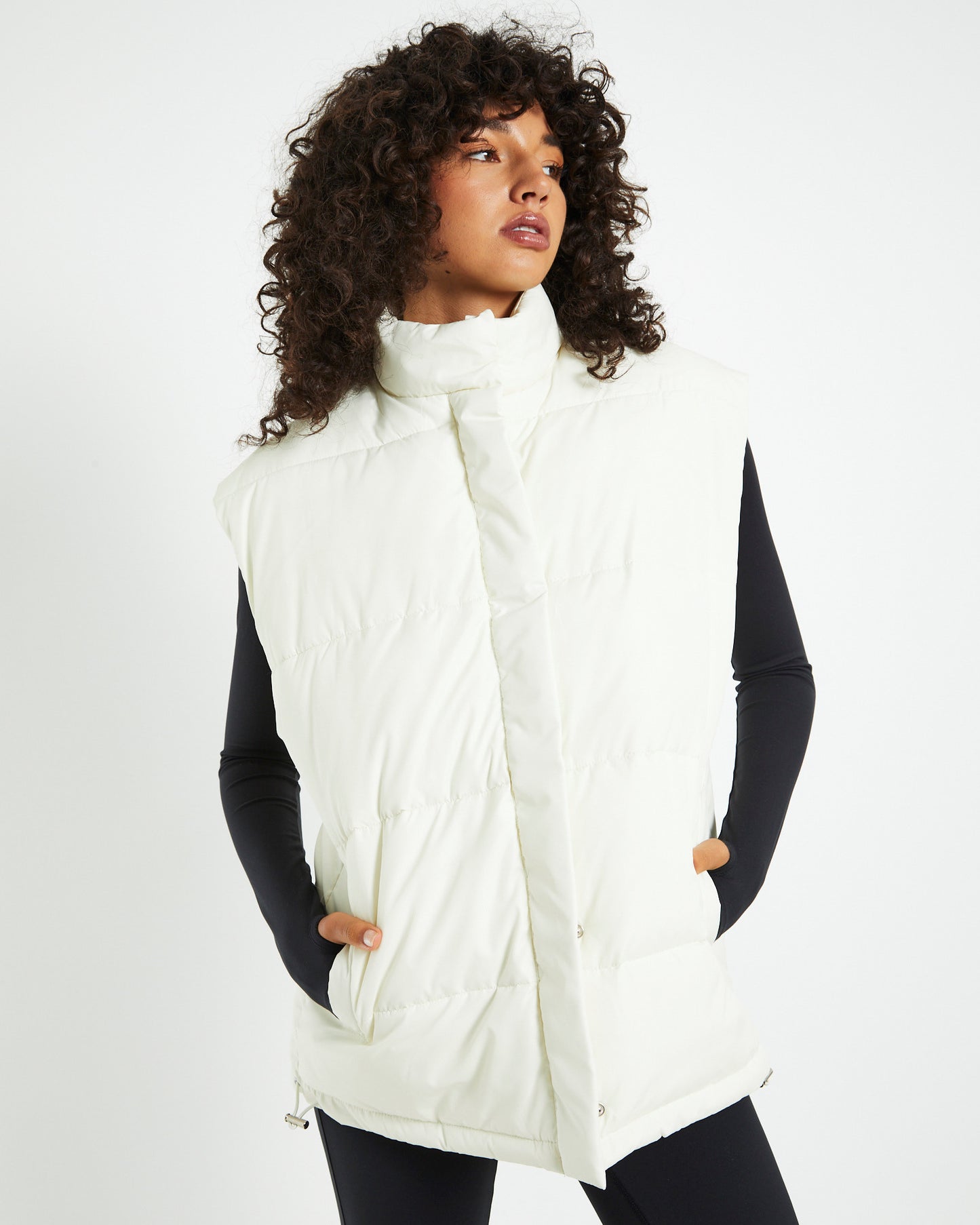 Longline Casey Puffer Vest Milk White