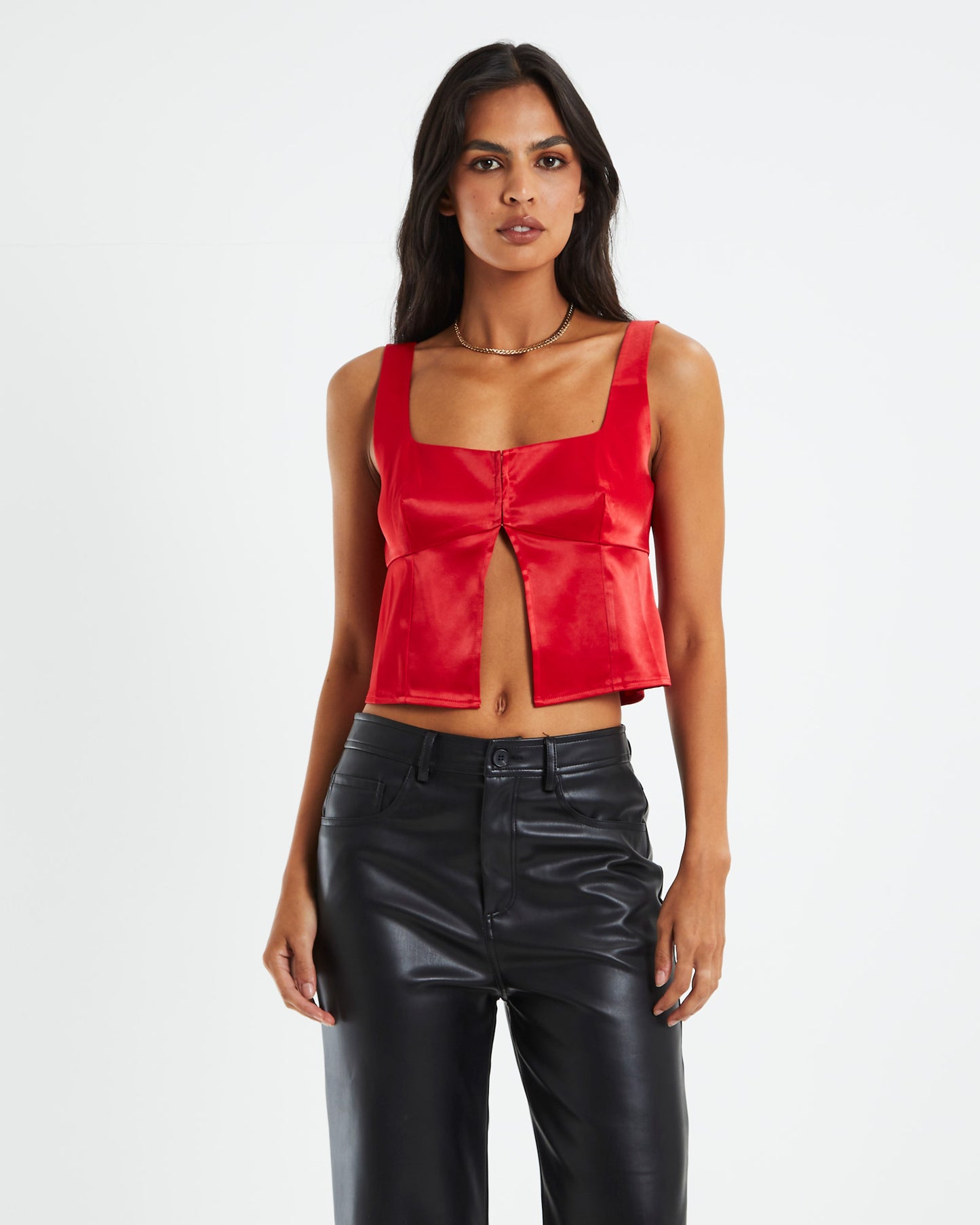 Stella Silky Corset Top Red