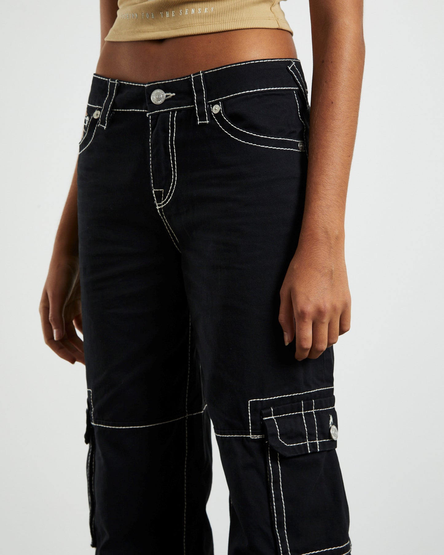 Low Slung Baggy Cargo Pants Big T Black
