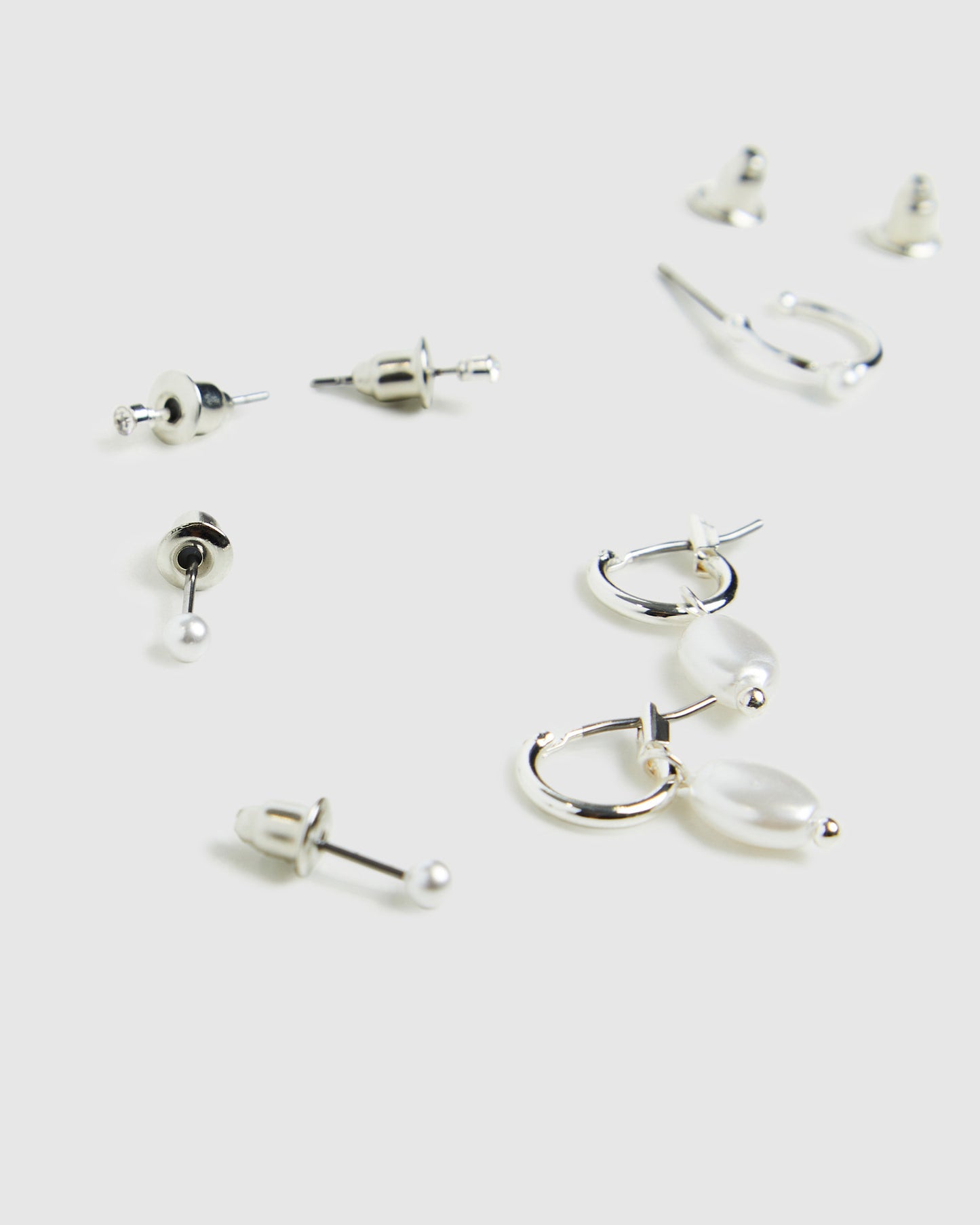 Frankie Pearl Earrings Pack Silver