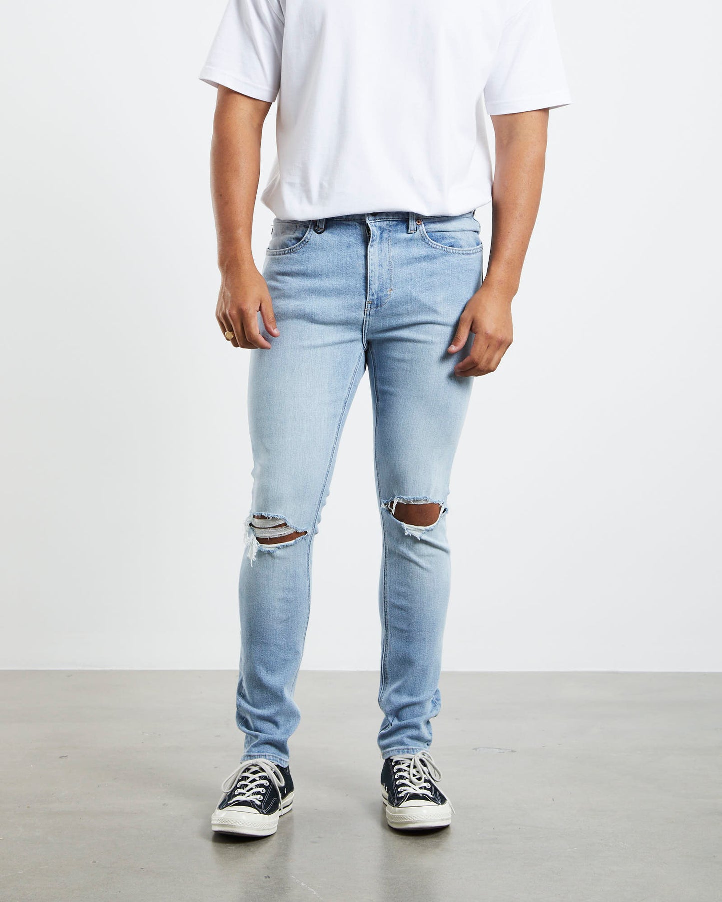 Rebel Skinny Denim Jeans Loaded Rip