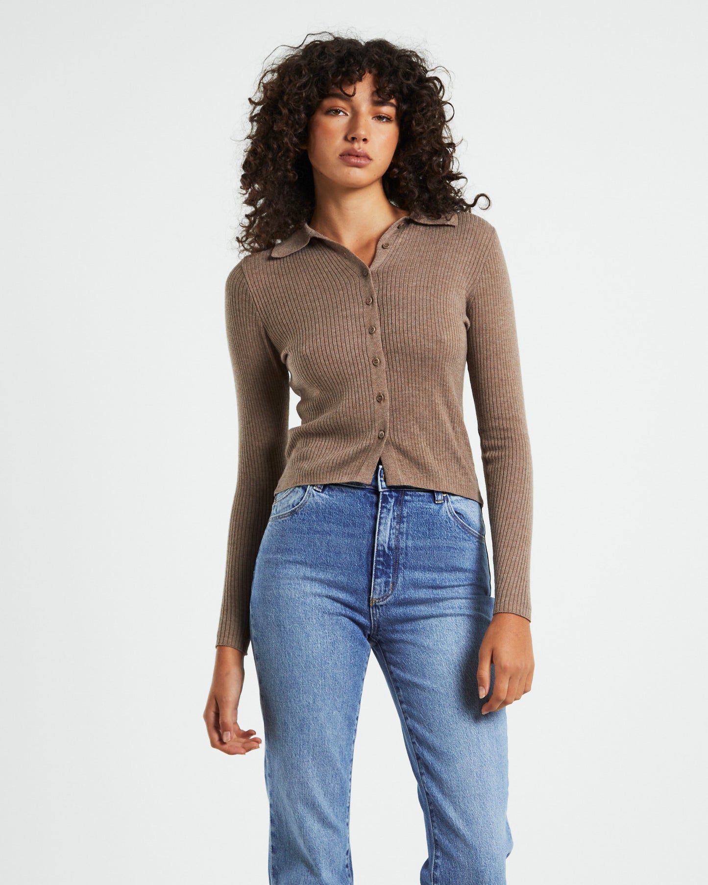 Caroline Knit Long Sleeve Button Up Top