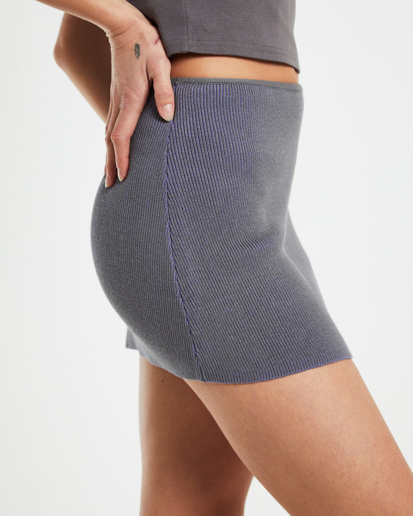 Echo Rib Mini Skirt in Charcoal