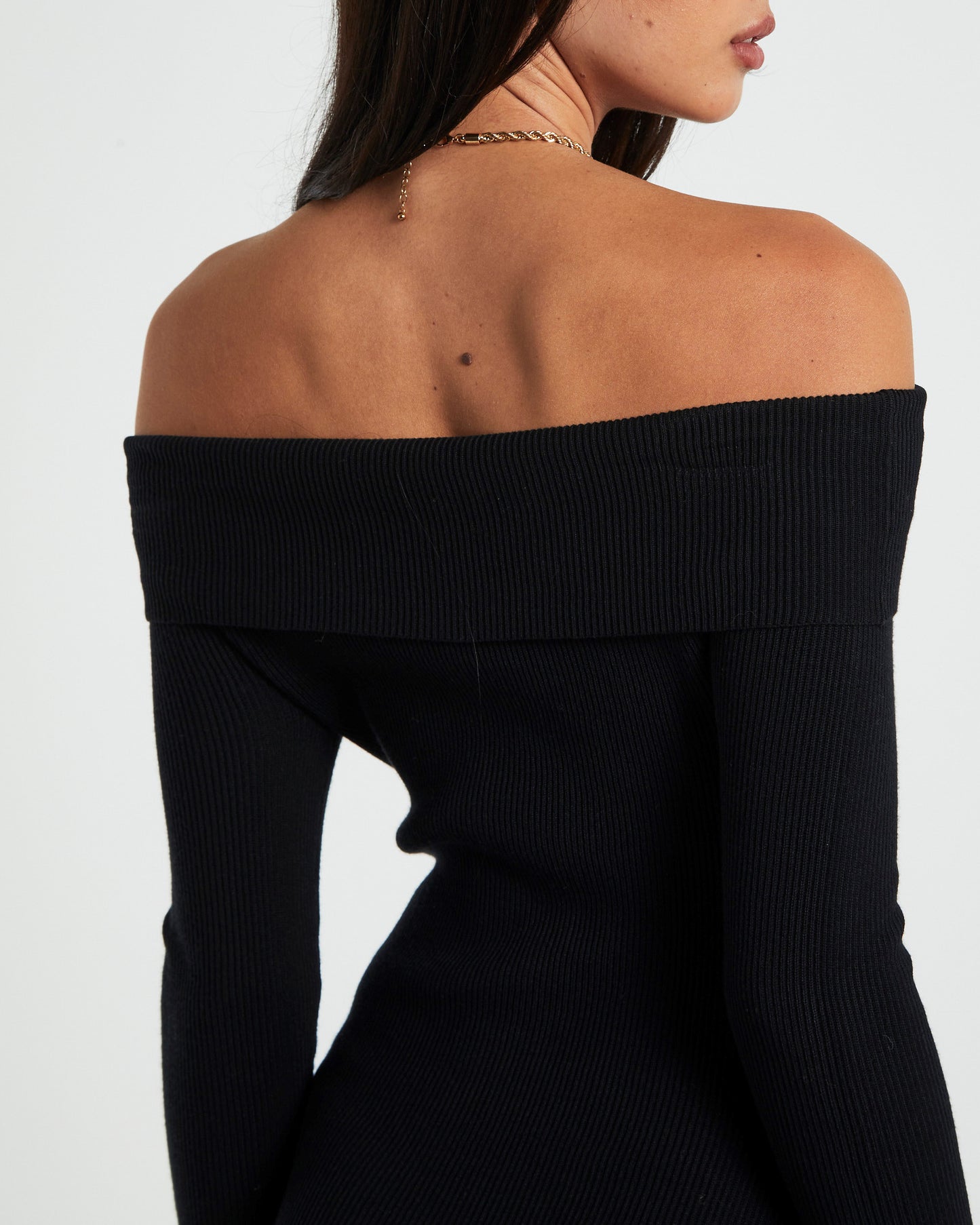 Nora Cold Shoulder Knit Dress in Black