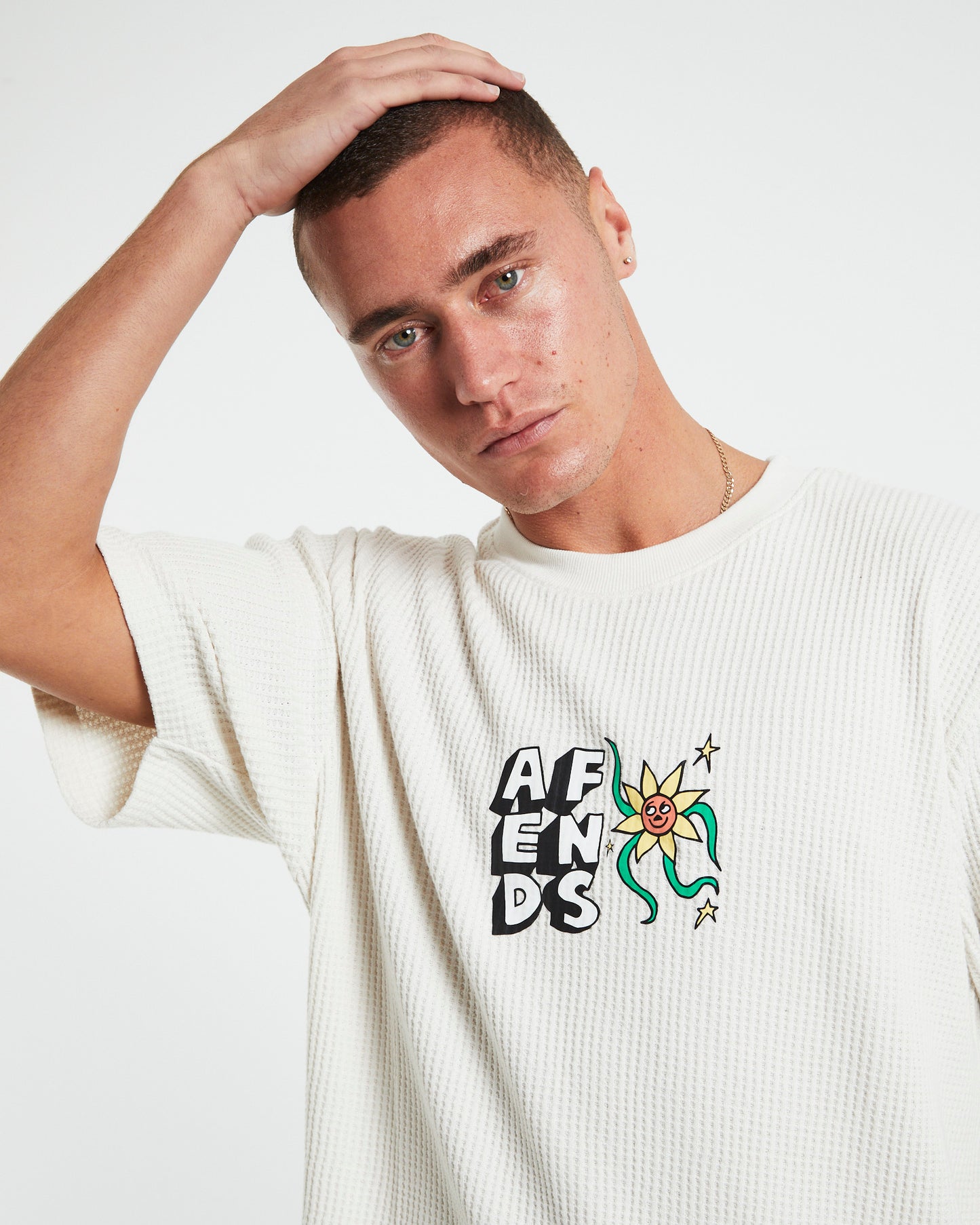 Flowerbed Recycled Waffle Retro Fit T-Shirt in White