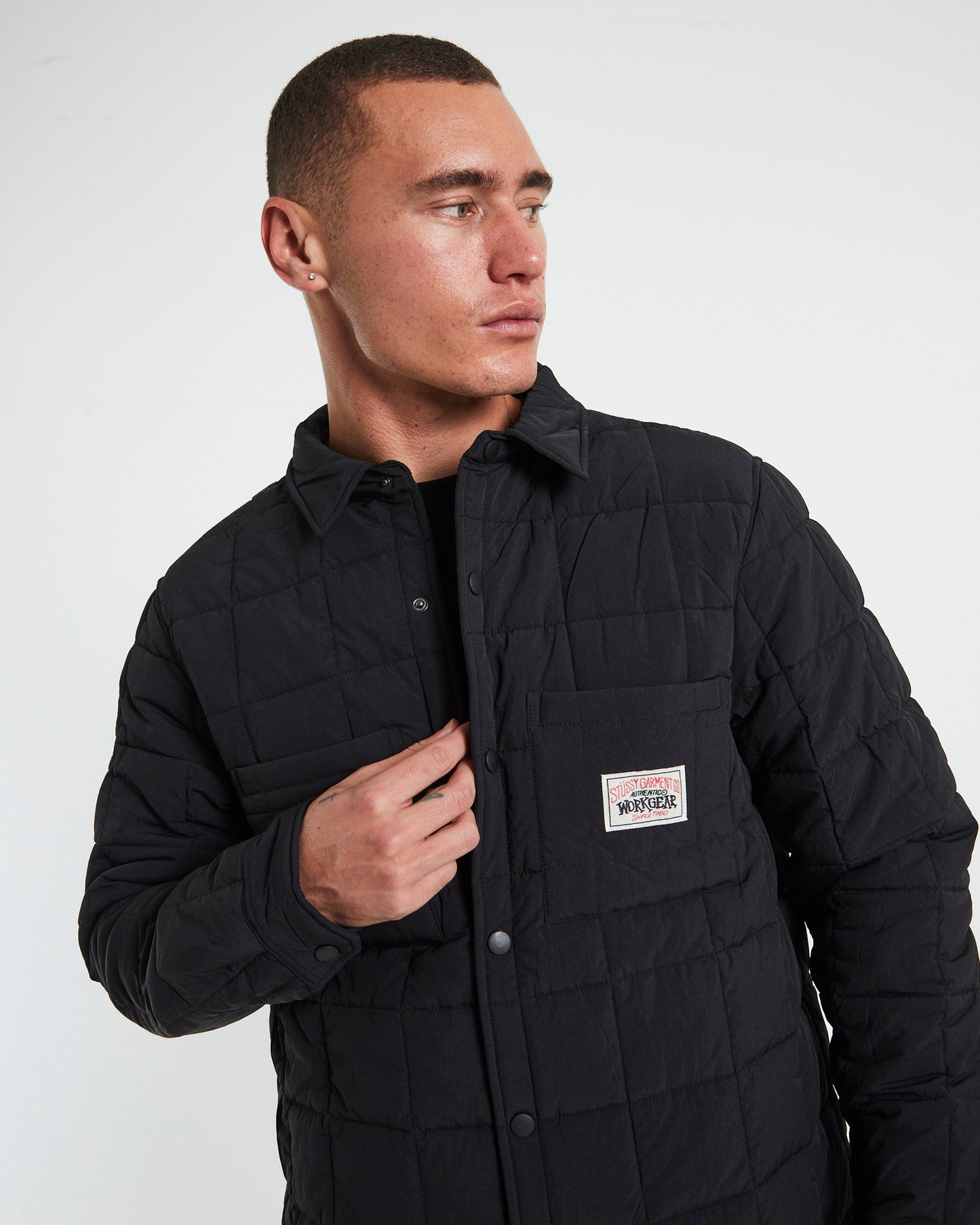 Quilted Fatigue Long Sleeve Shirt in Black