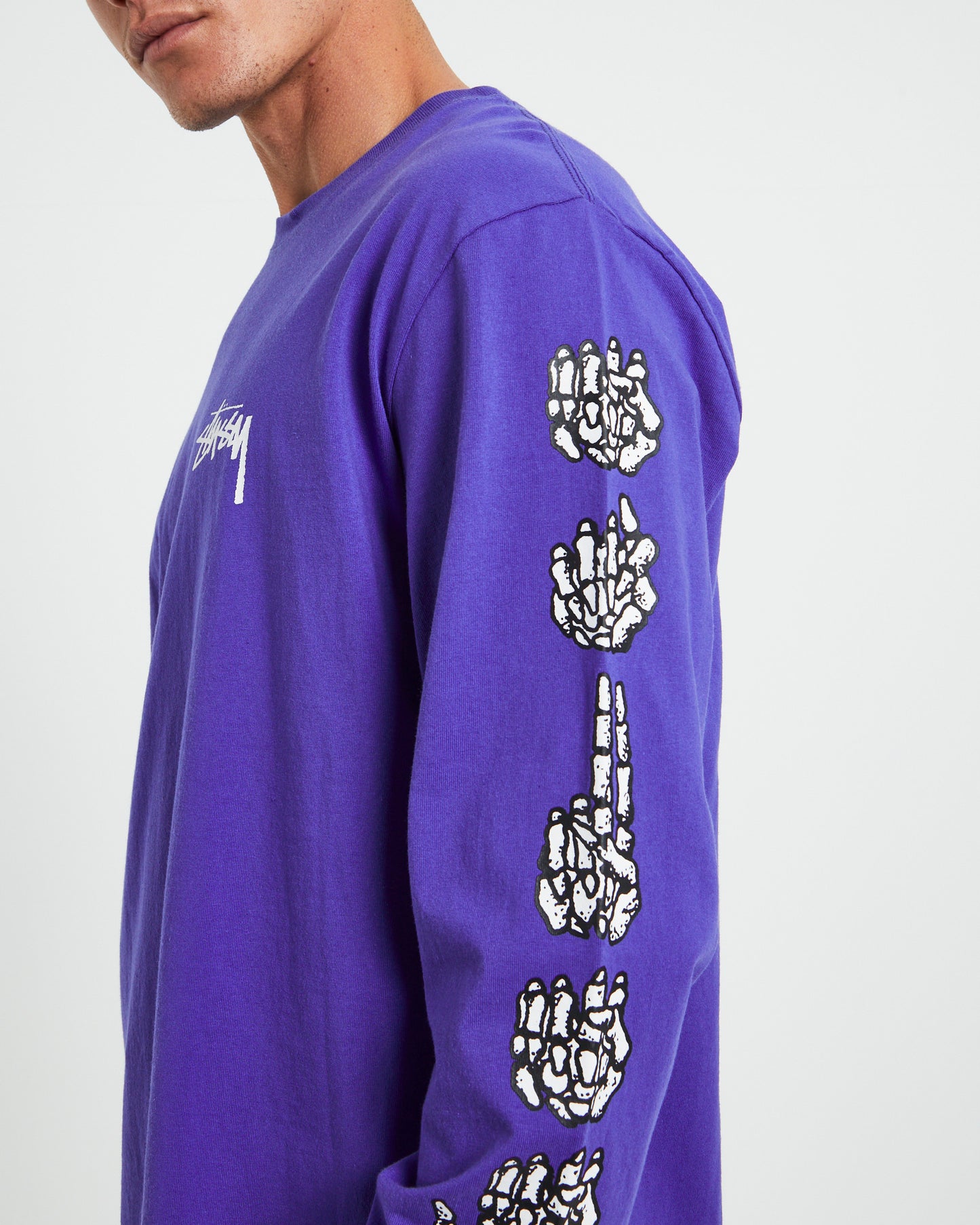 Hands Solid Long Sleeve T-Shirt in Blue