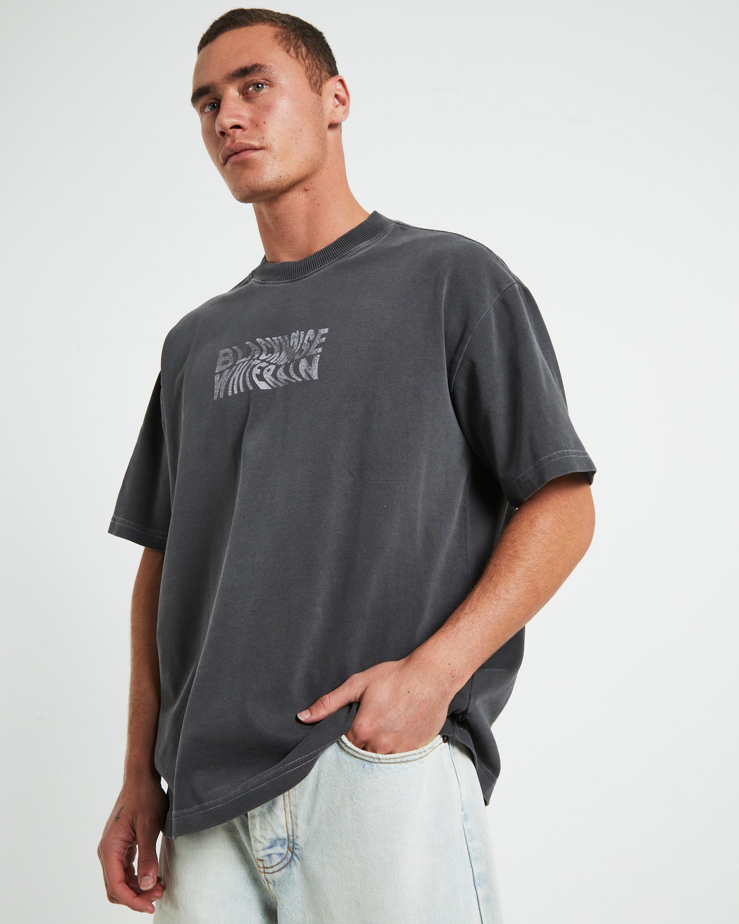 Wrapped Short Sleeve T-Shirt in Pewter Grey