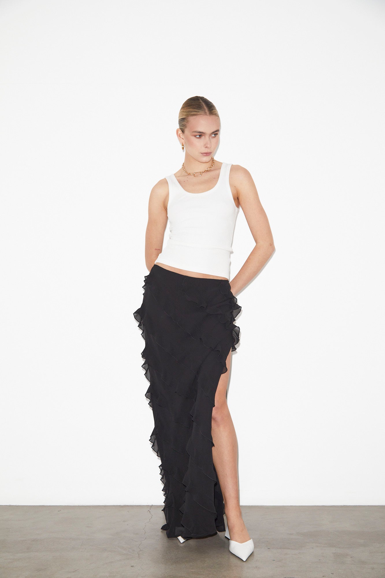 Marta Ruffle Skirt in Black