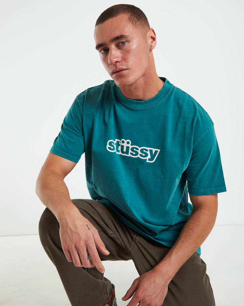 Thick 50-50 Heavyweight Short Sleeve T-Shirt in Ocean Blue