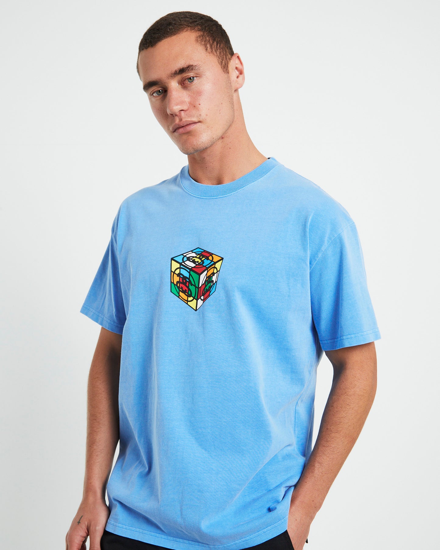 Cube Heavyweight Short Sleeve T-Shirt in Blue