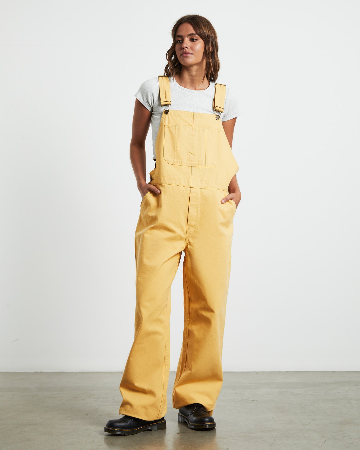 Unisex Carpenter Overalls in Cornsilk Yellow