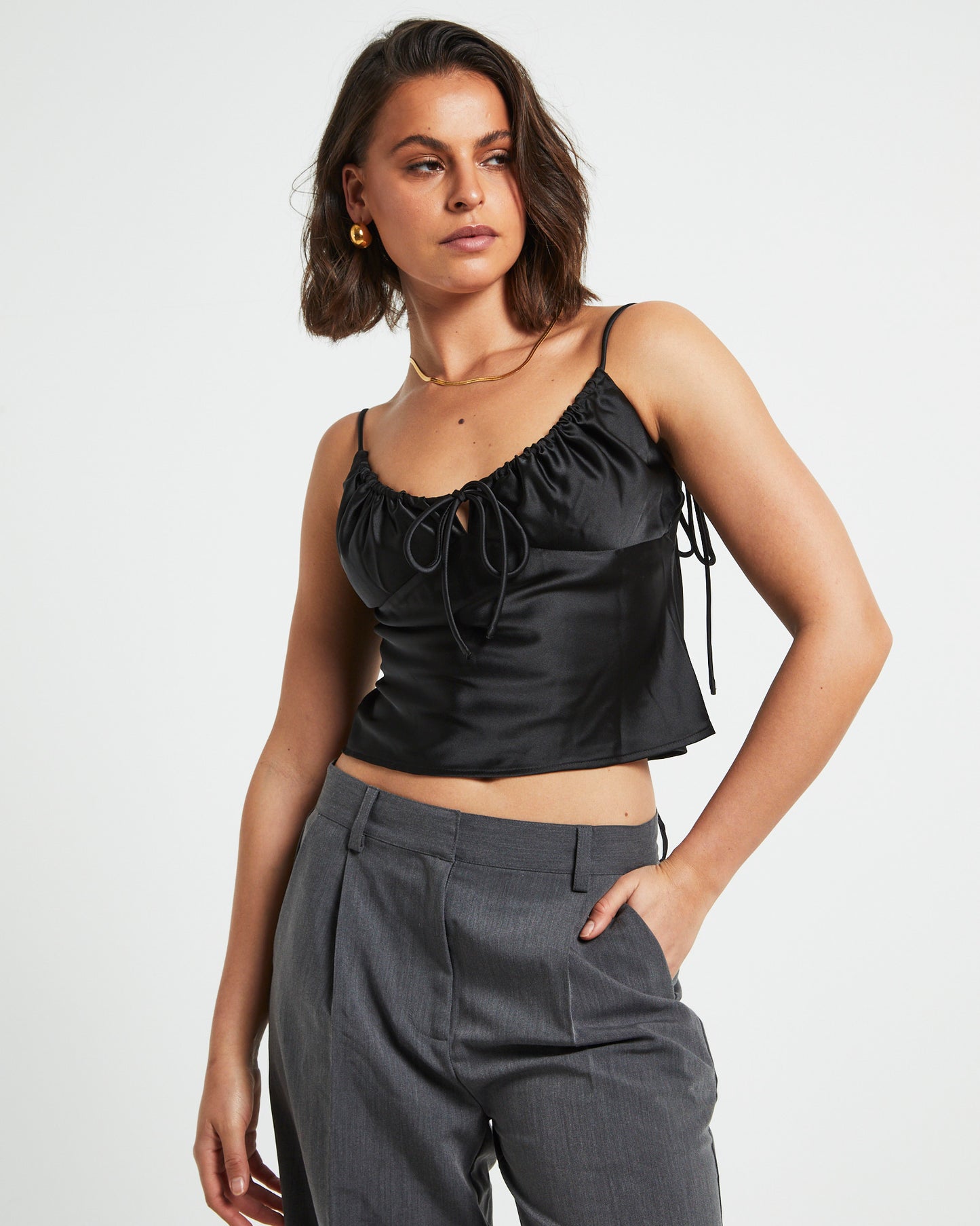 Ruby Romantic Slip Top in Black