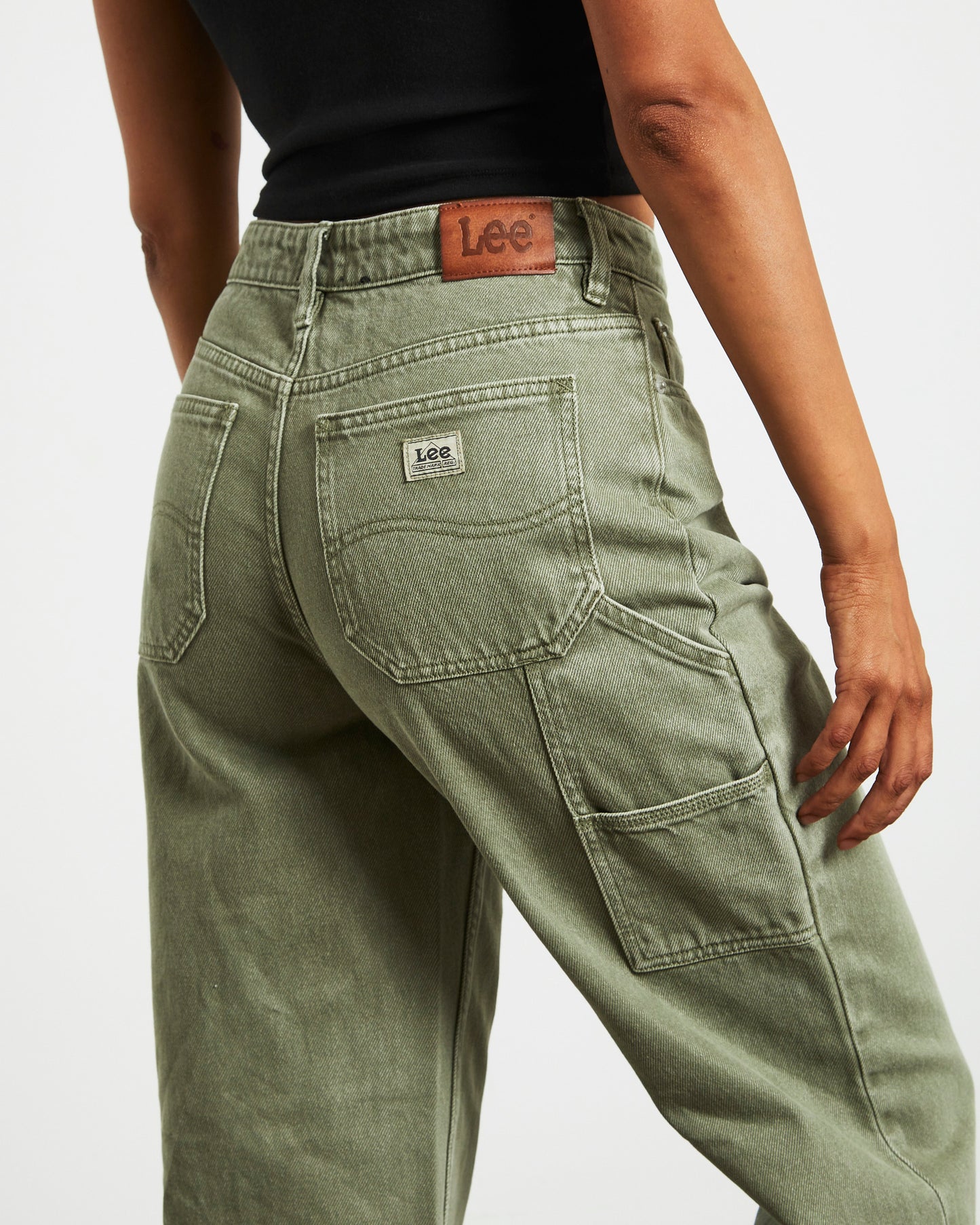 90s Mid Rise Baggy Jeans in Organic Green