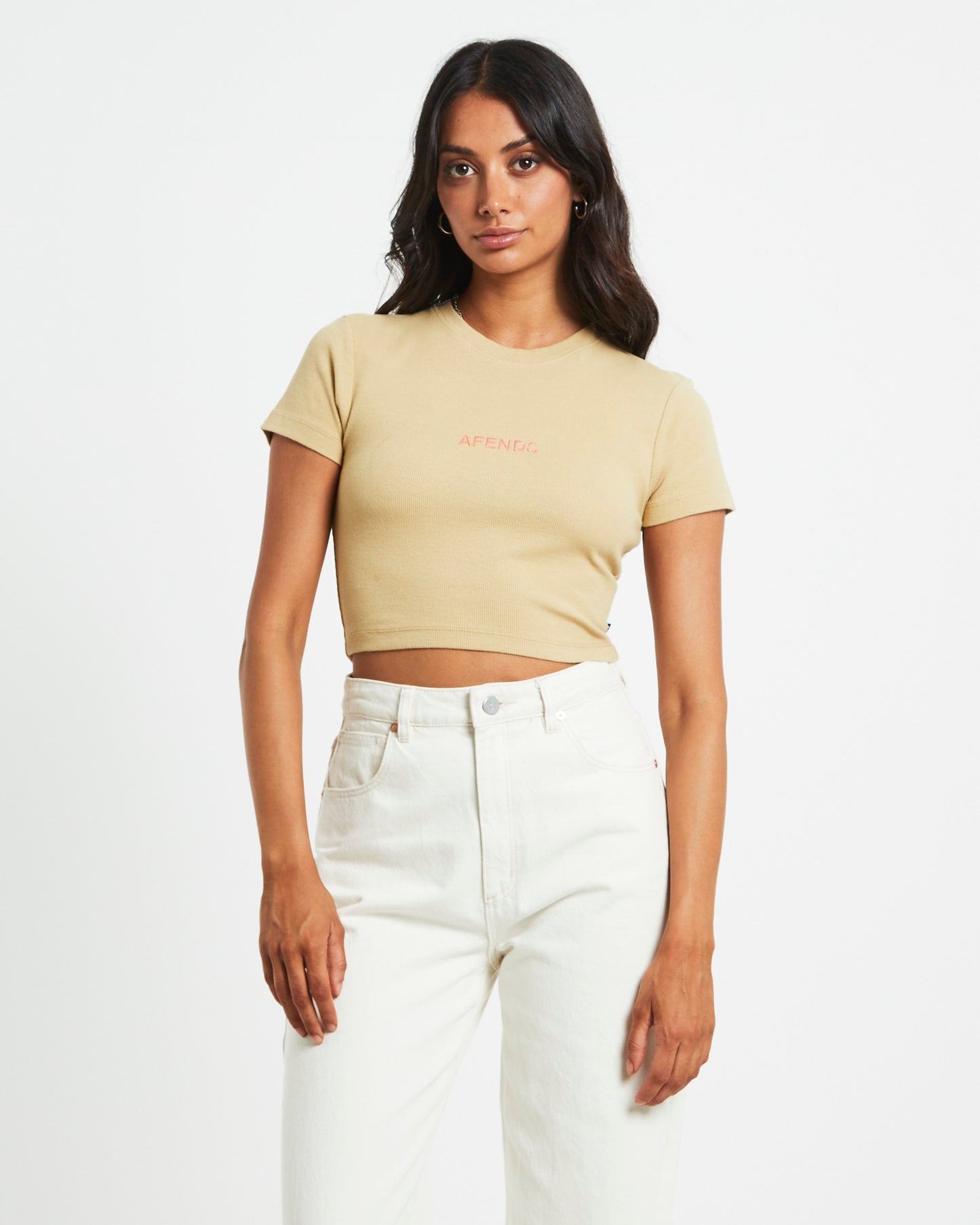 Dillon Abbie Recycled Cropped Tee in Natural